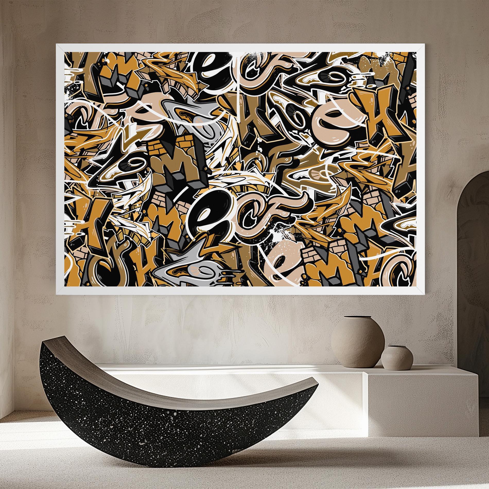 Tablou Canvas Yellow White Graffiti mockup 8