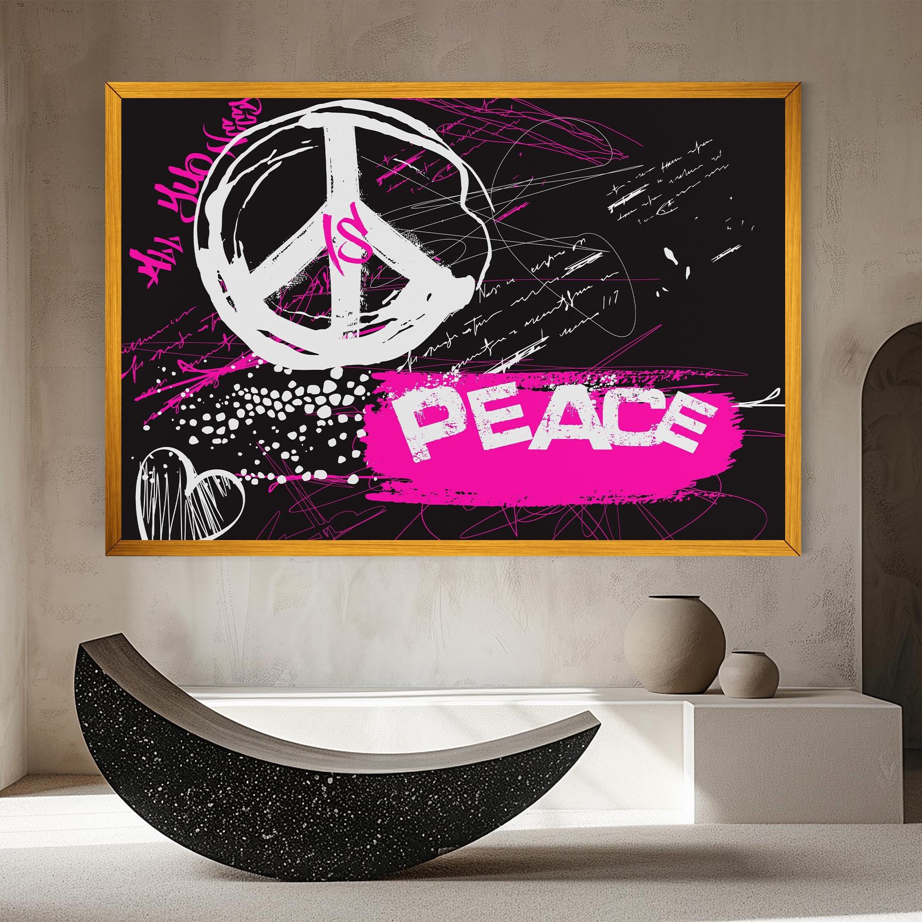 Tablou Canvas Graffiti Pink Peace mockup 8