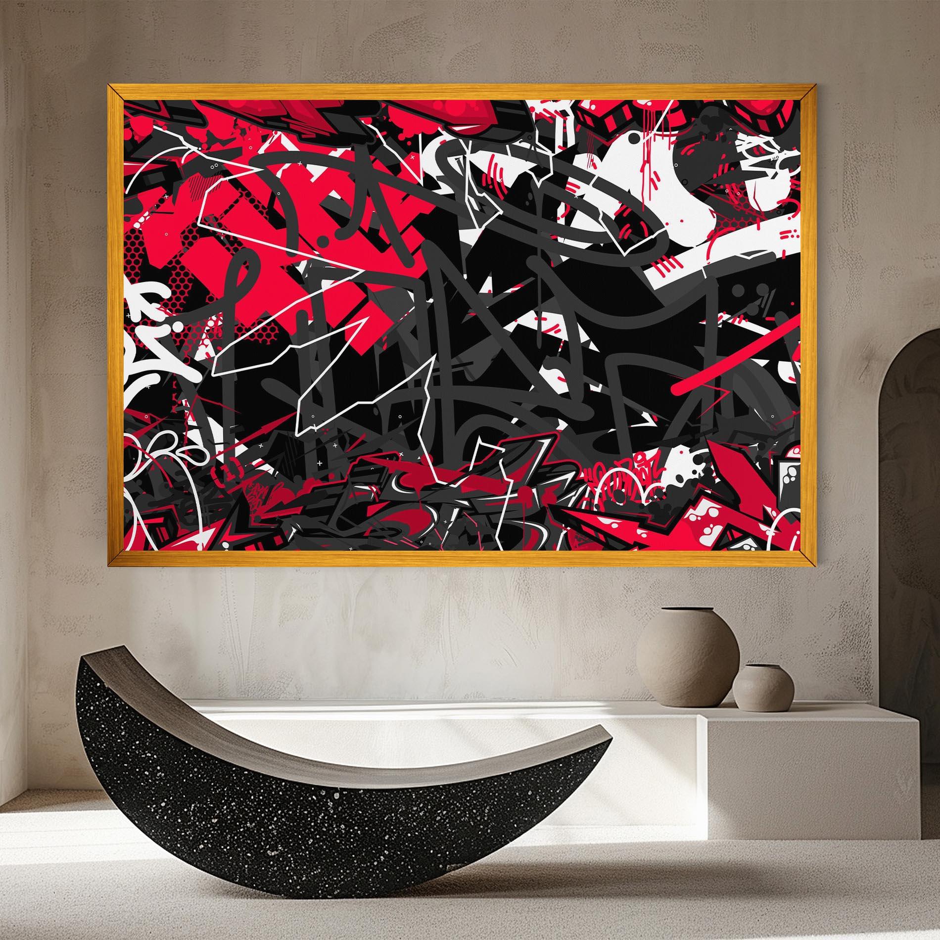 Tablou Canvas Grey Red Graffiti mockup 8
