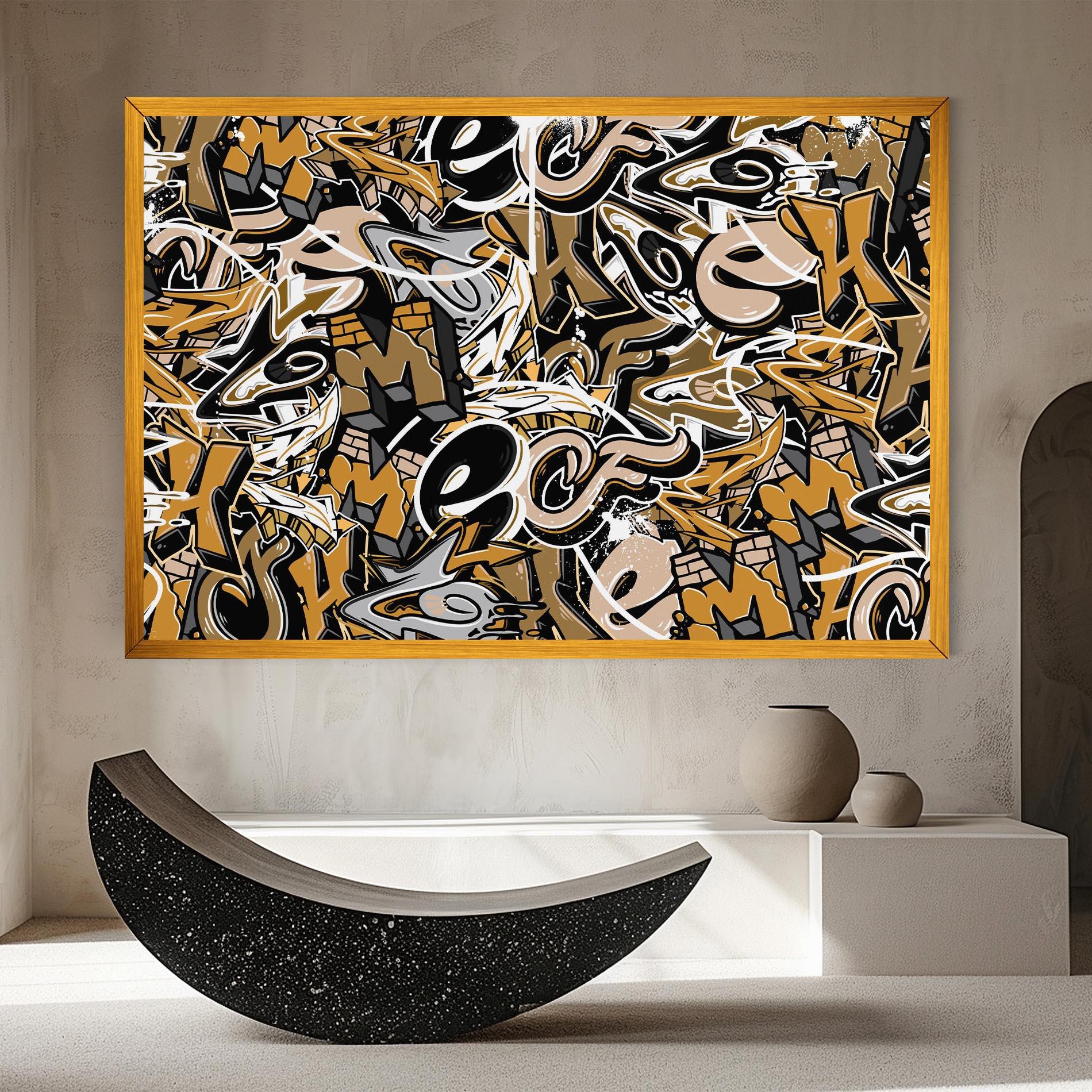 Tablou Canvas Yellow White Graffiti mockup 8