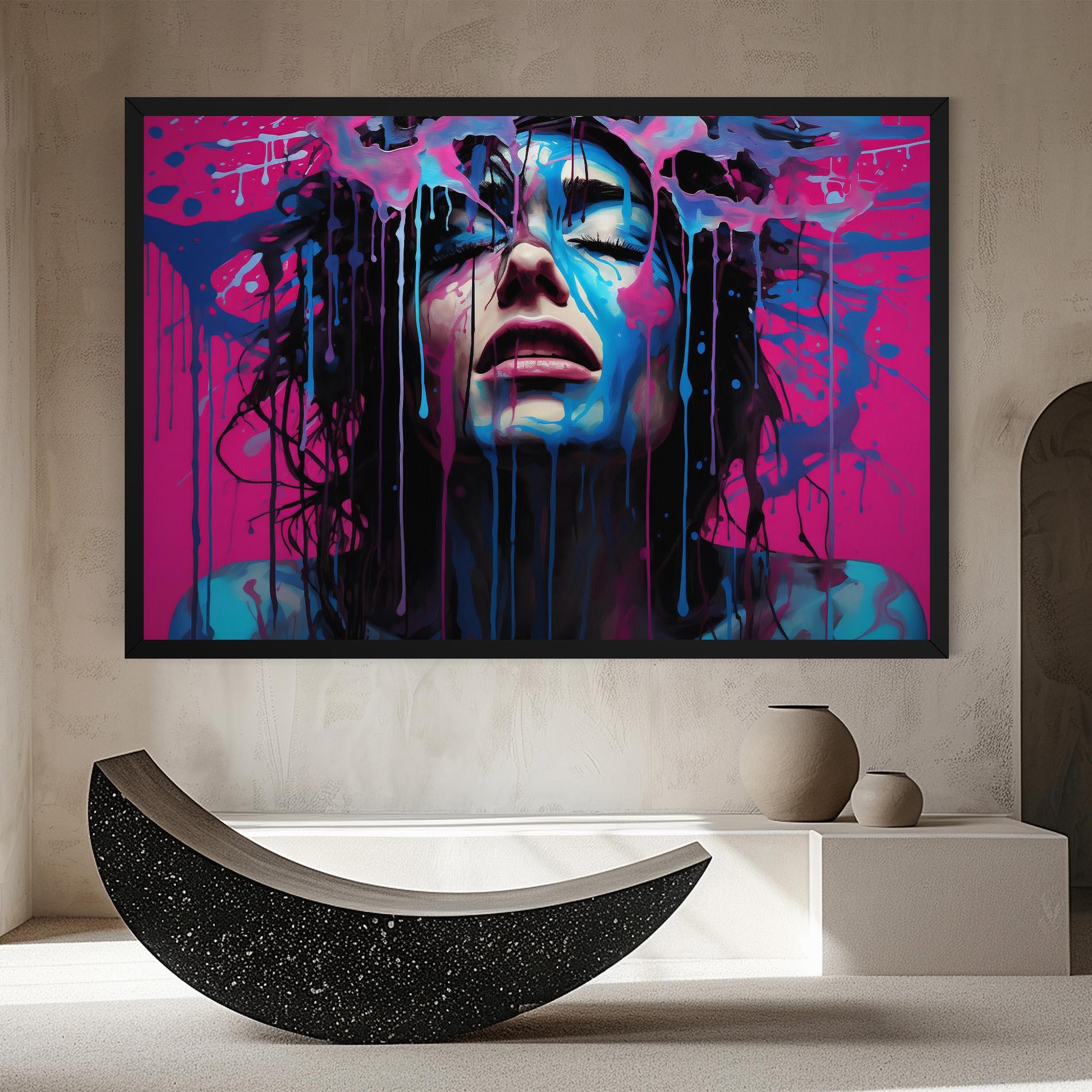 Tablou Canvas Blue Pink Woman mockup 8