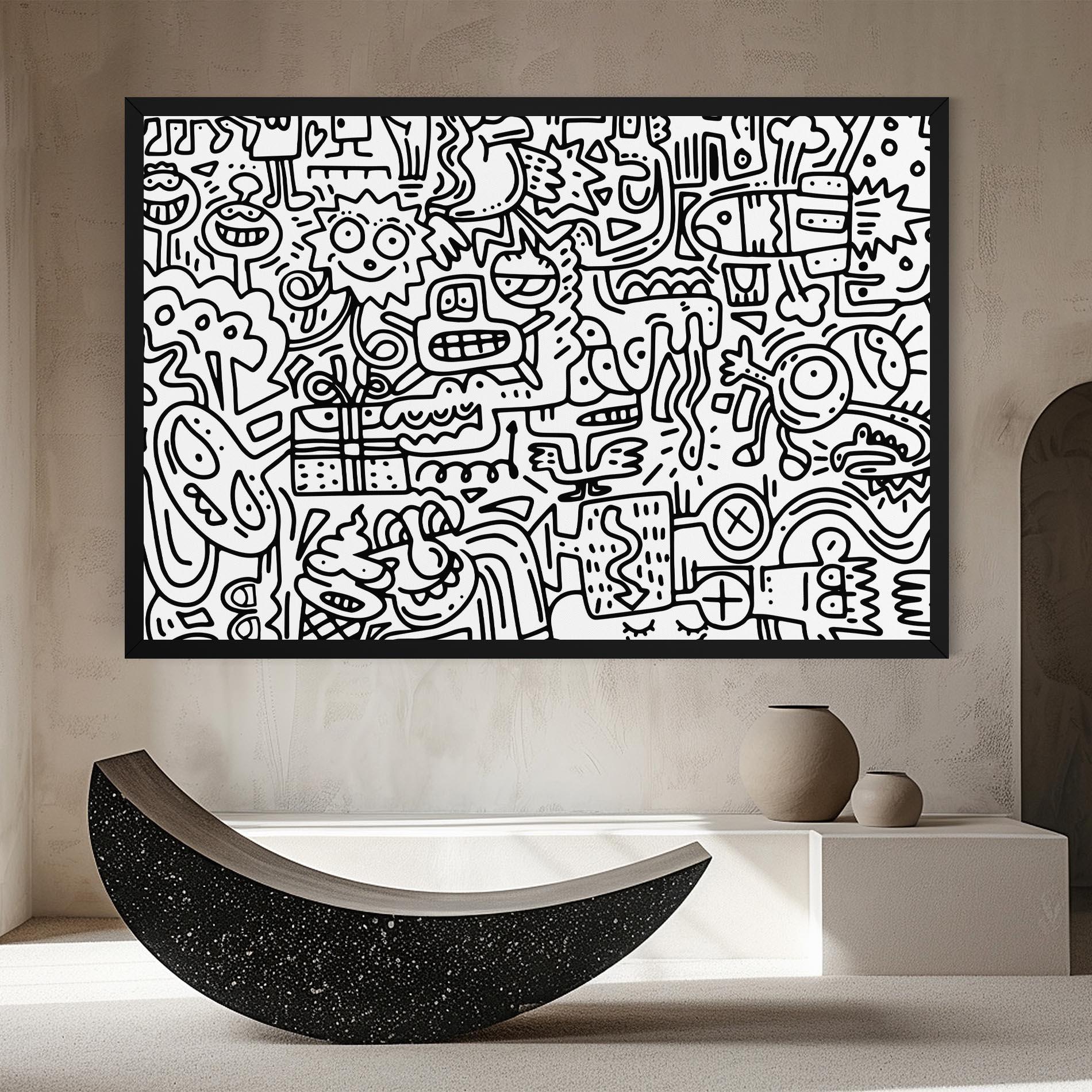 Tablou Canvas Doodle Black Line mockup 8