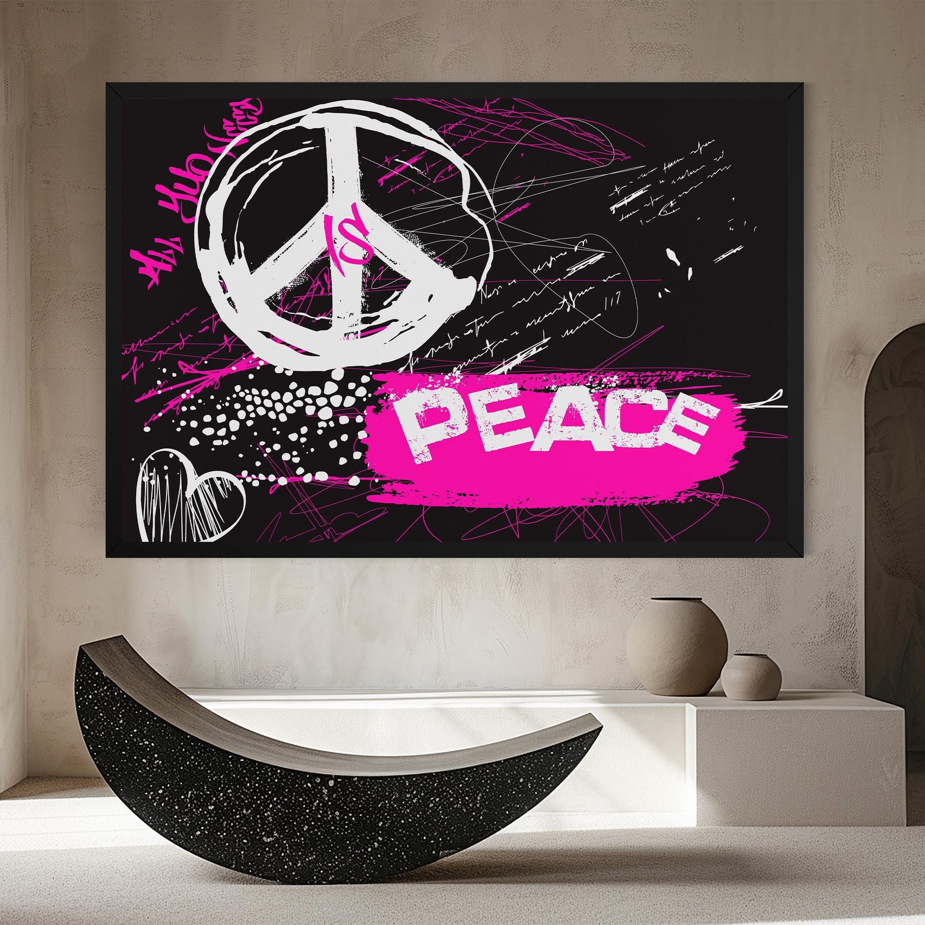 Tablou Canvas Graffiti Pink Peace mockup 8