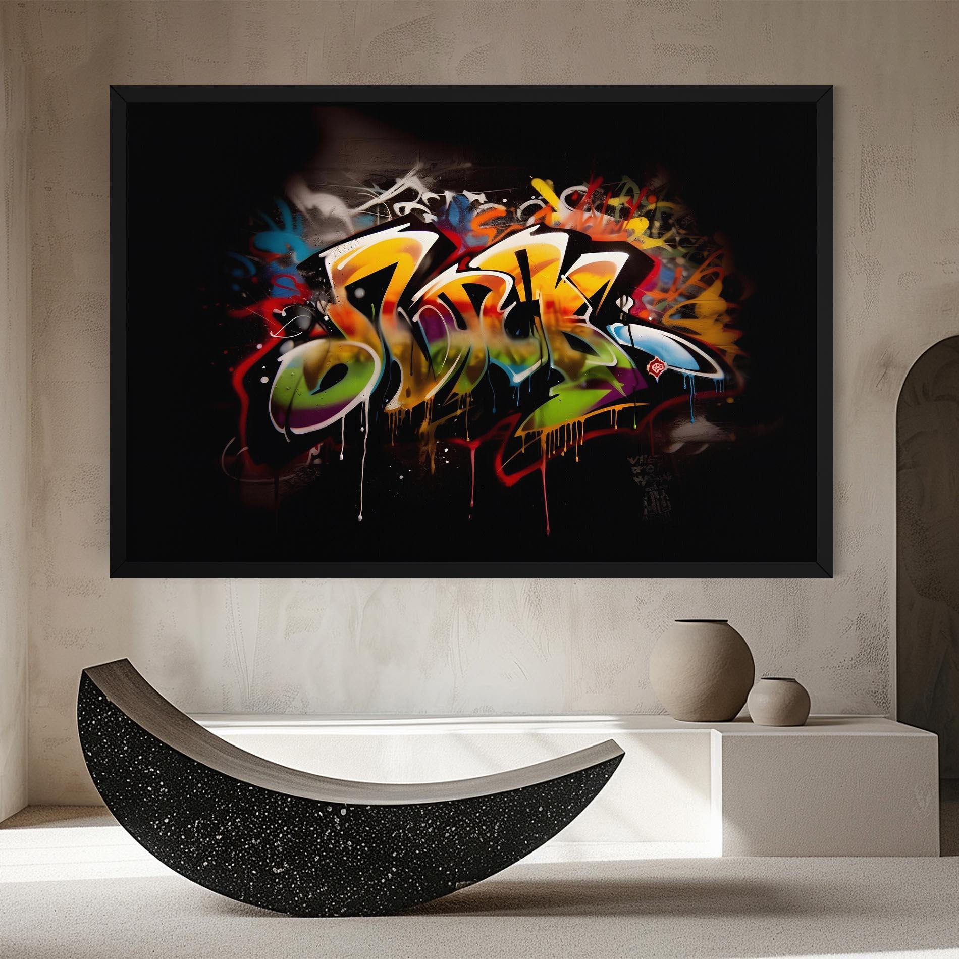Tablou Canvas Graffiti Style Wall mockup 8