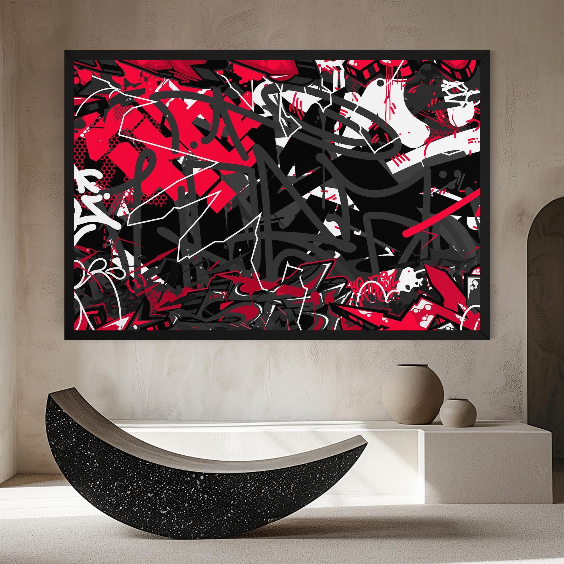 Tablou Canvas Grey Red Graffiti mockup 8