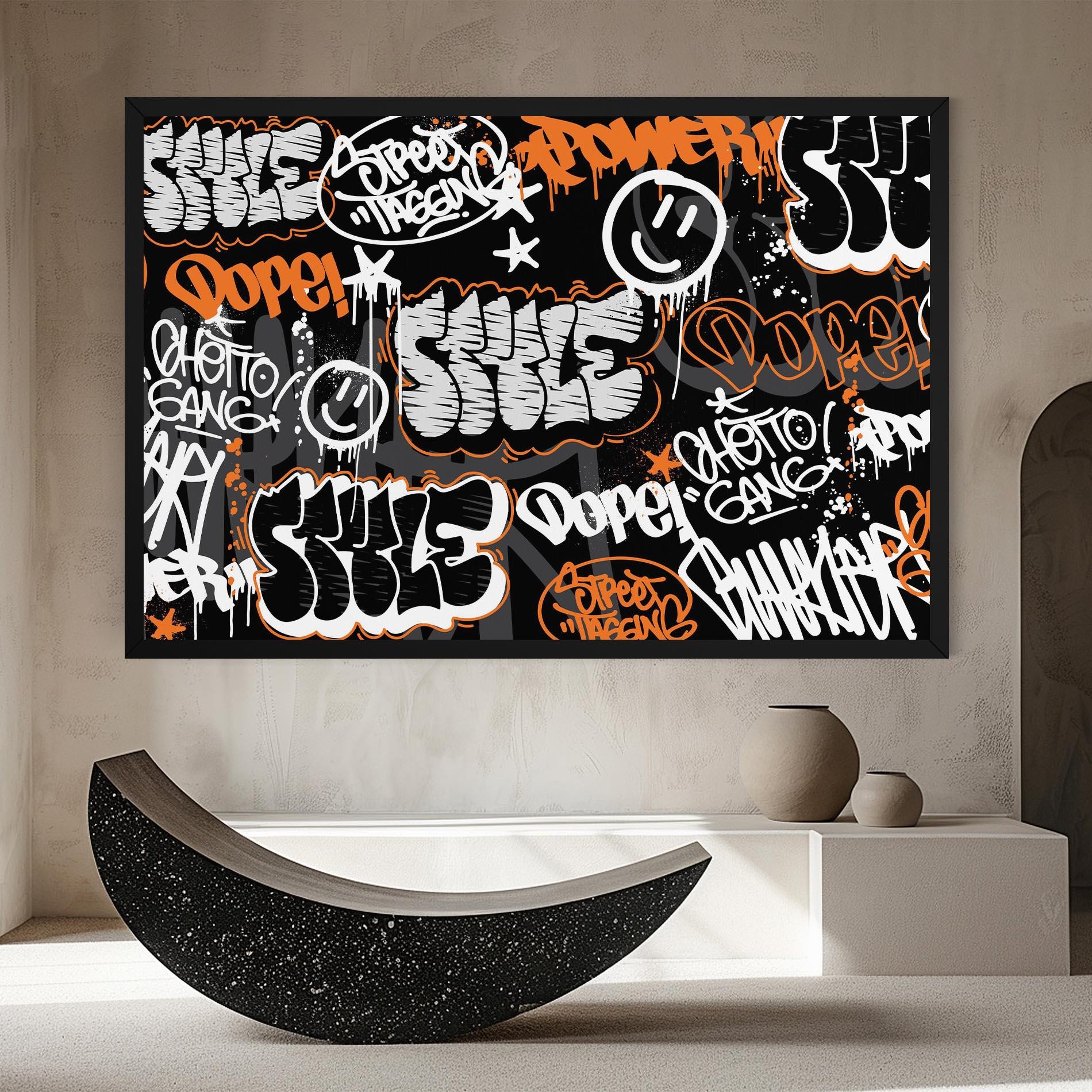 Tablou Canvas Orange Black Graffiti mockup 8