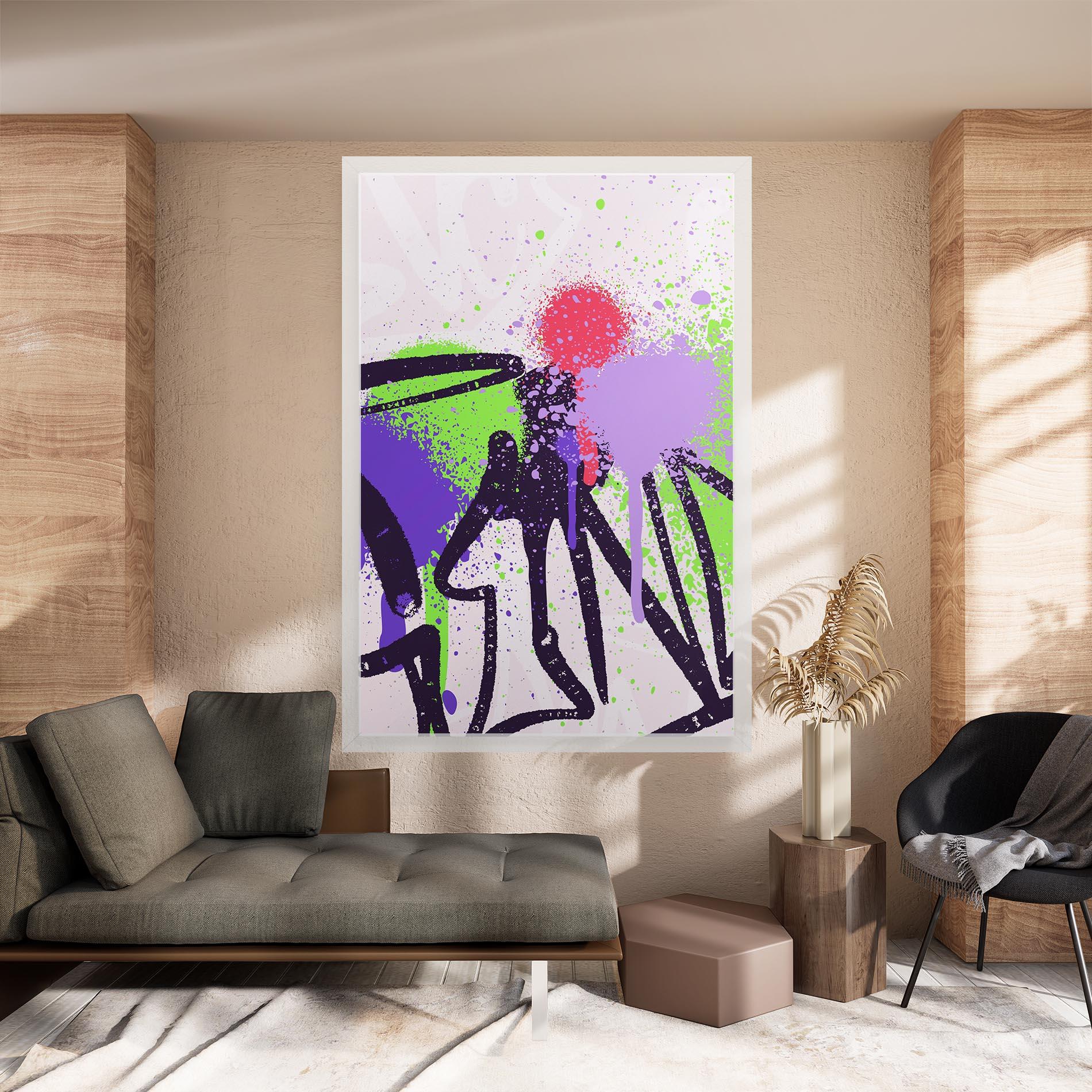 Tablou Canvas Green Purple Graffiti mockup 8