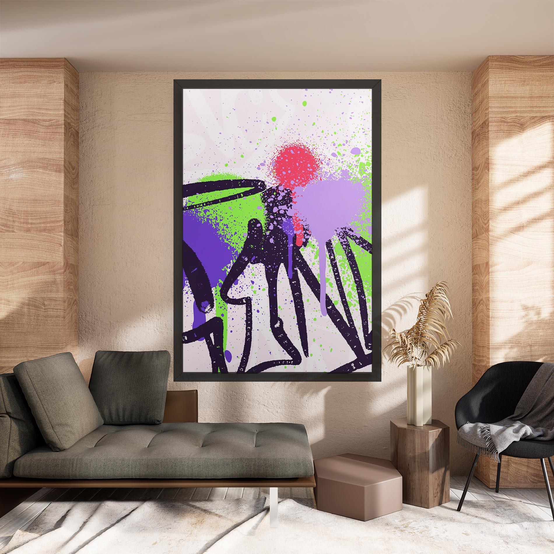 Tablou Canvas Green Purple Graffiti mockup 8