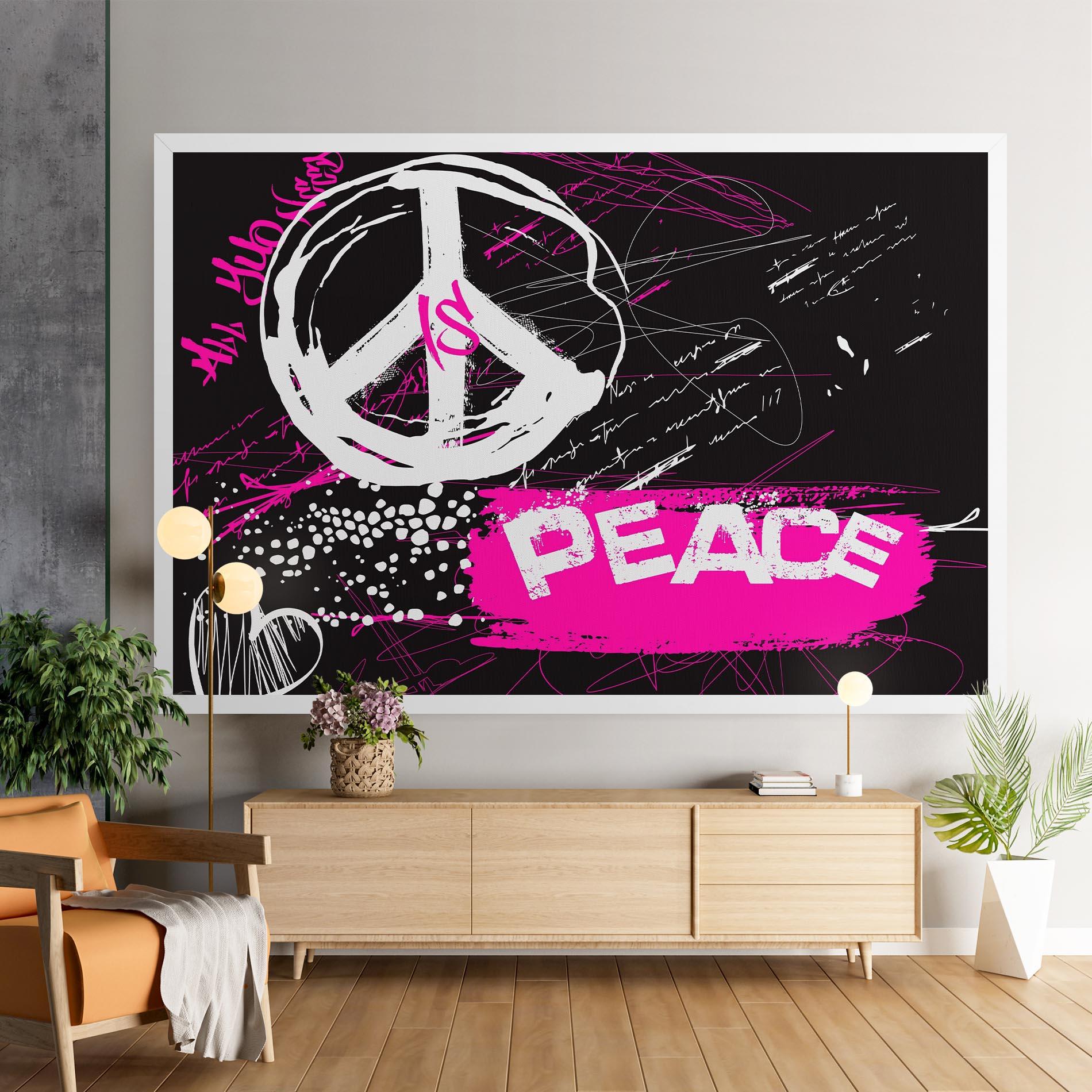 Tablou Canvas Graffiti Pink Peace mockup 9