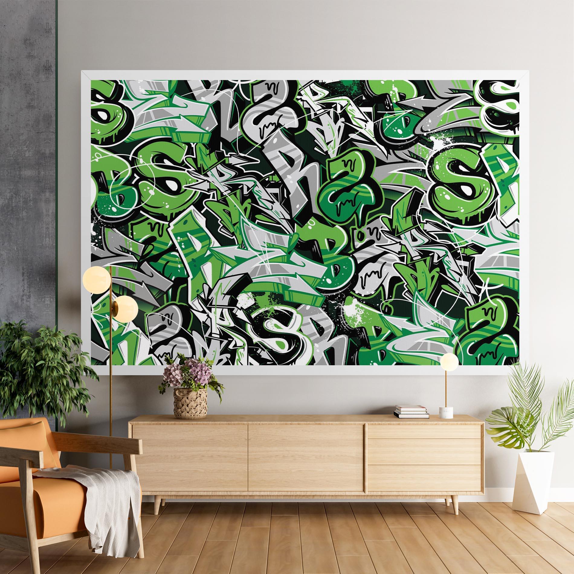 Tablou Canvas Green Graffiti Letters mockup 9