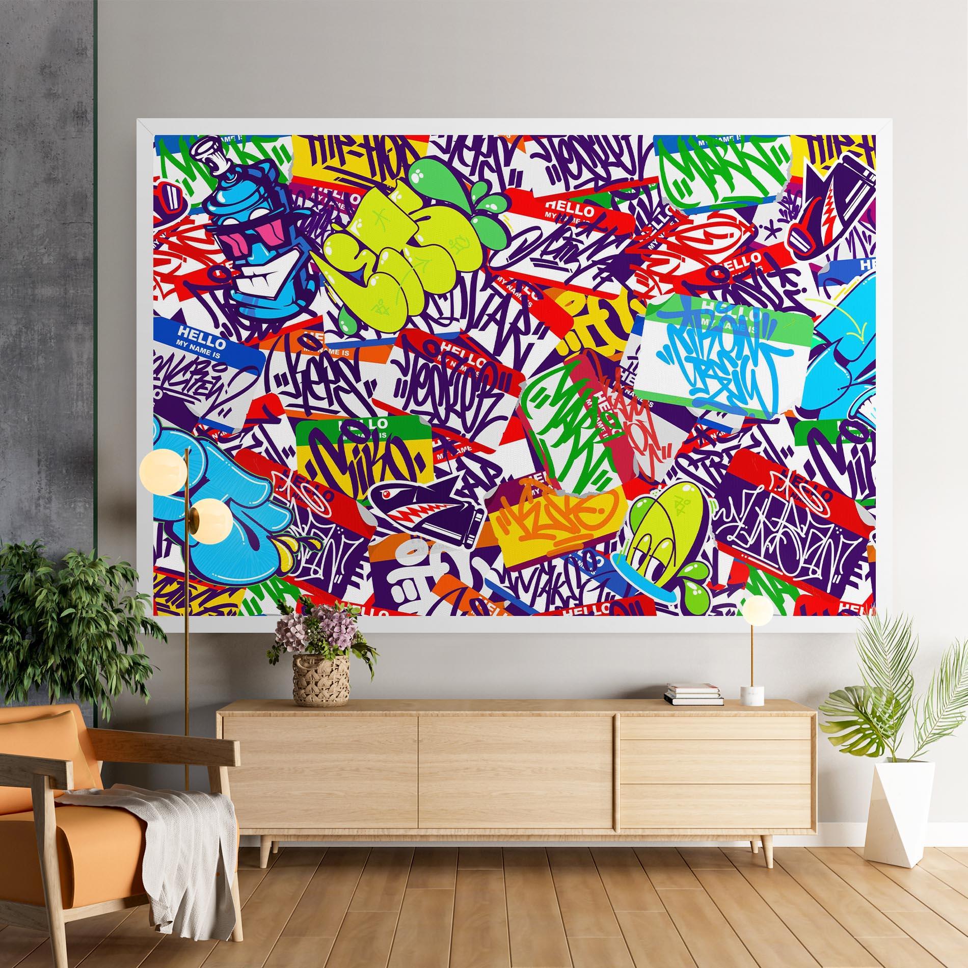 Tablou Canvas Hello Graffiti Name mockup 9