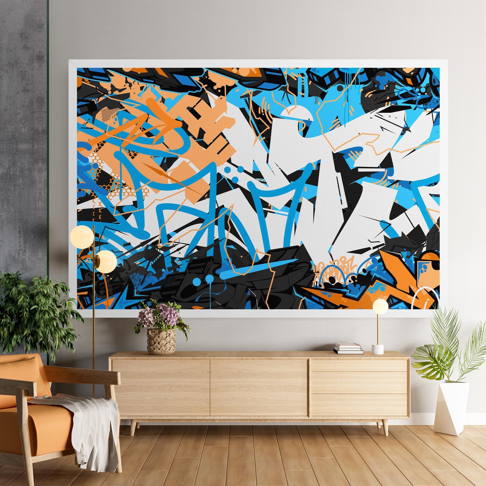 Tablou Canvas White Orange Graffiti mockup 9