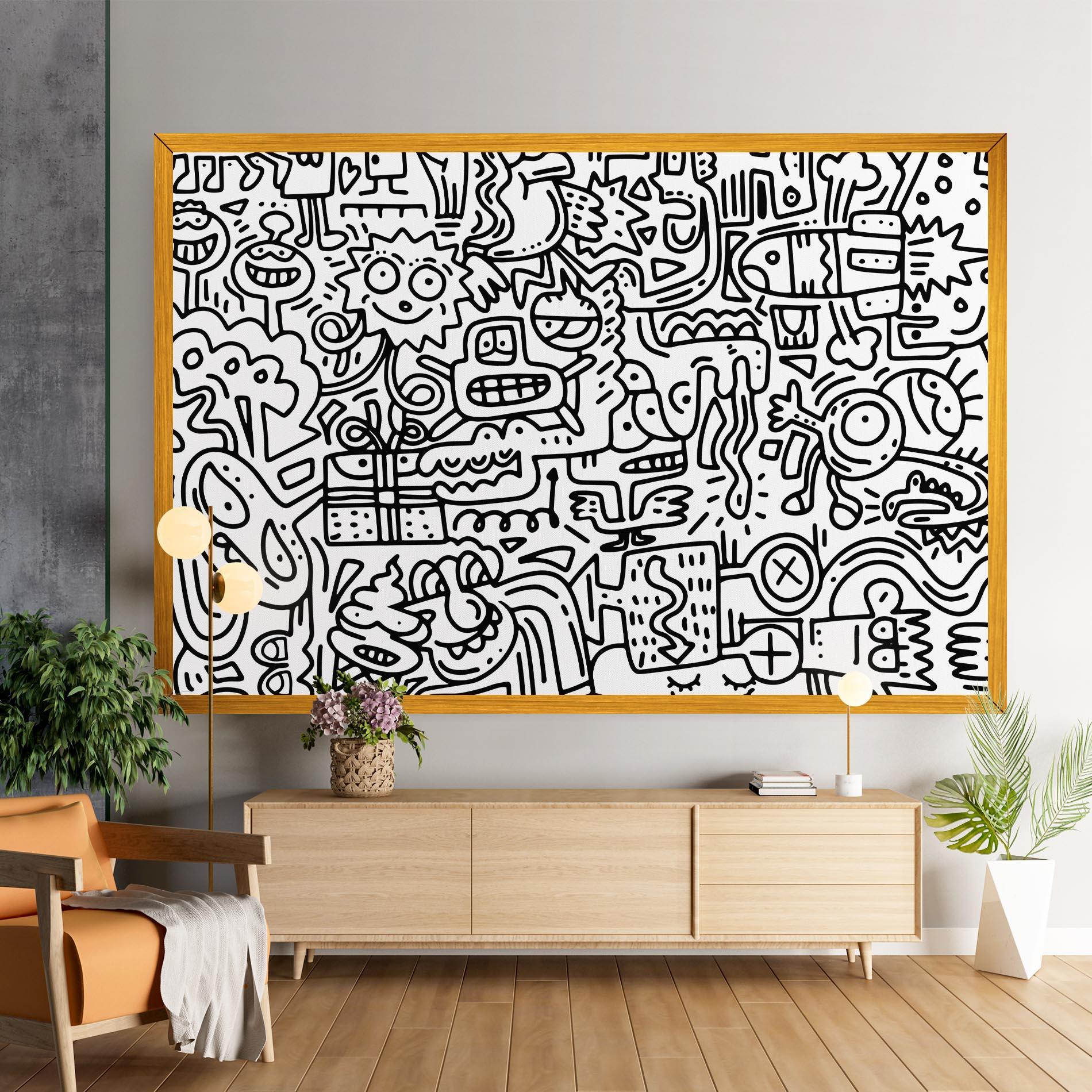 Tablou Canvas Doodle Black Line mockup 9