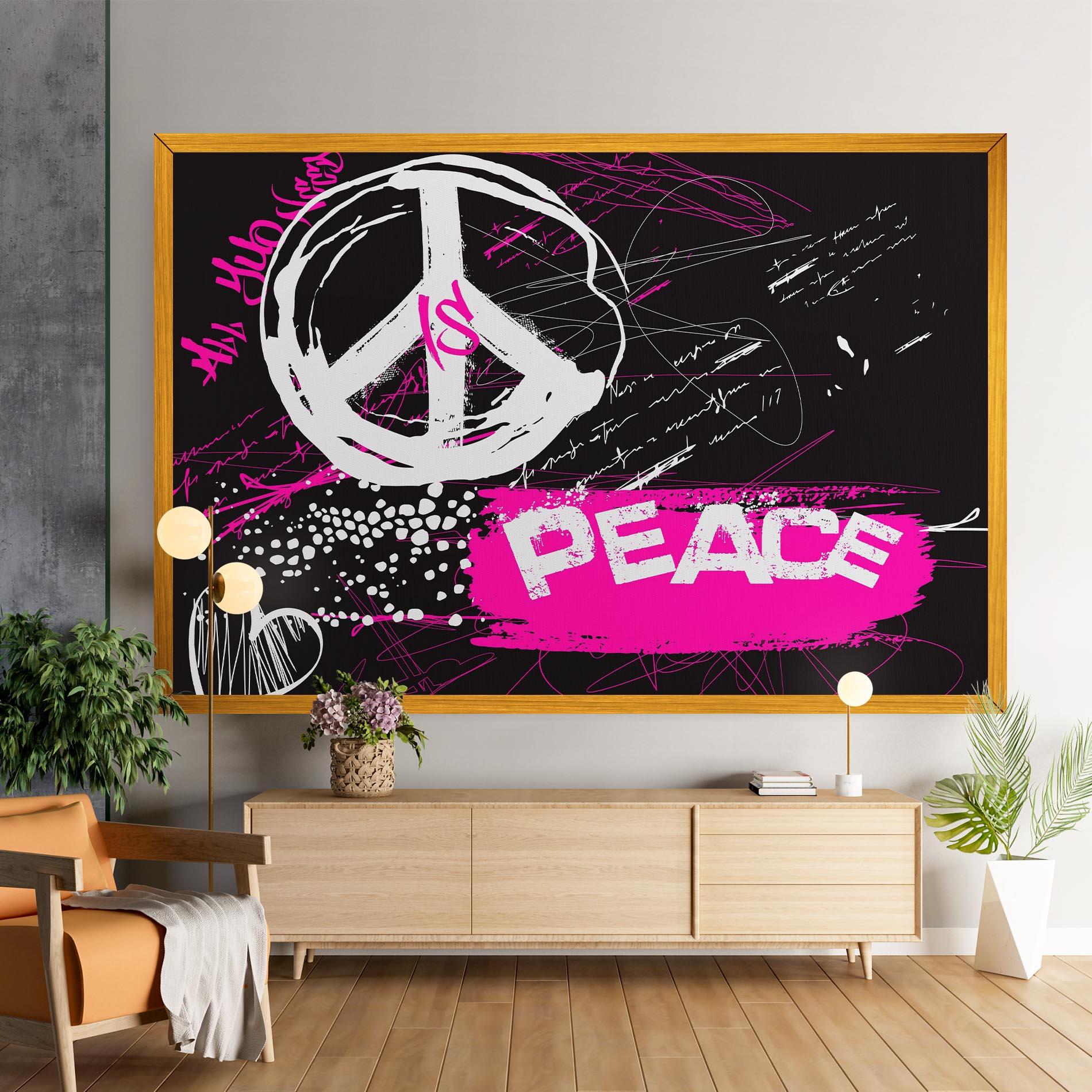 Tablou Canvas Graffiti Pink Peace mockup 9