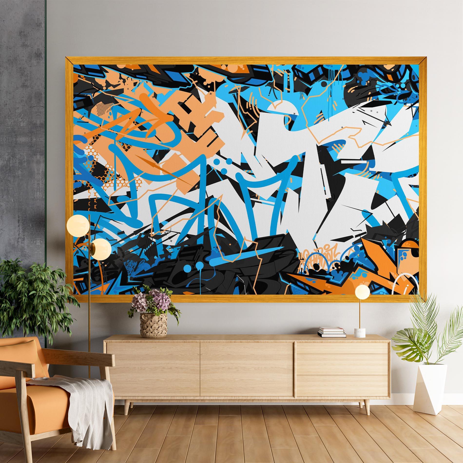 Tablou Canvas White Orange Graffiti mockup 9