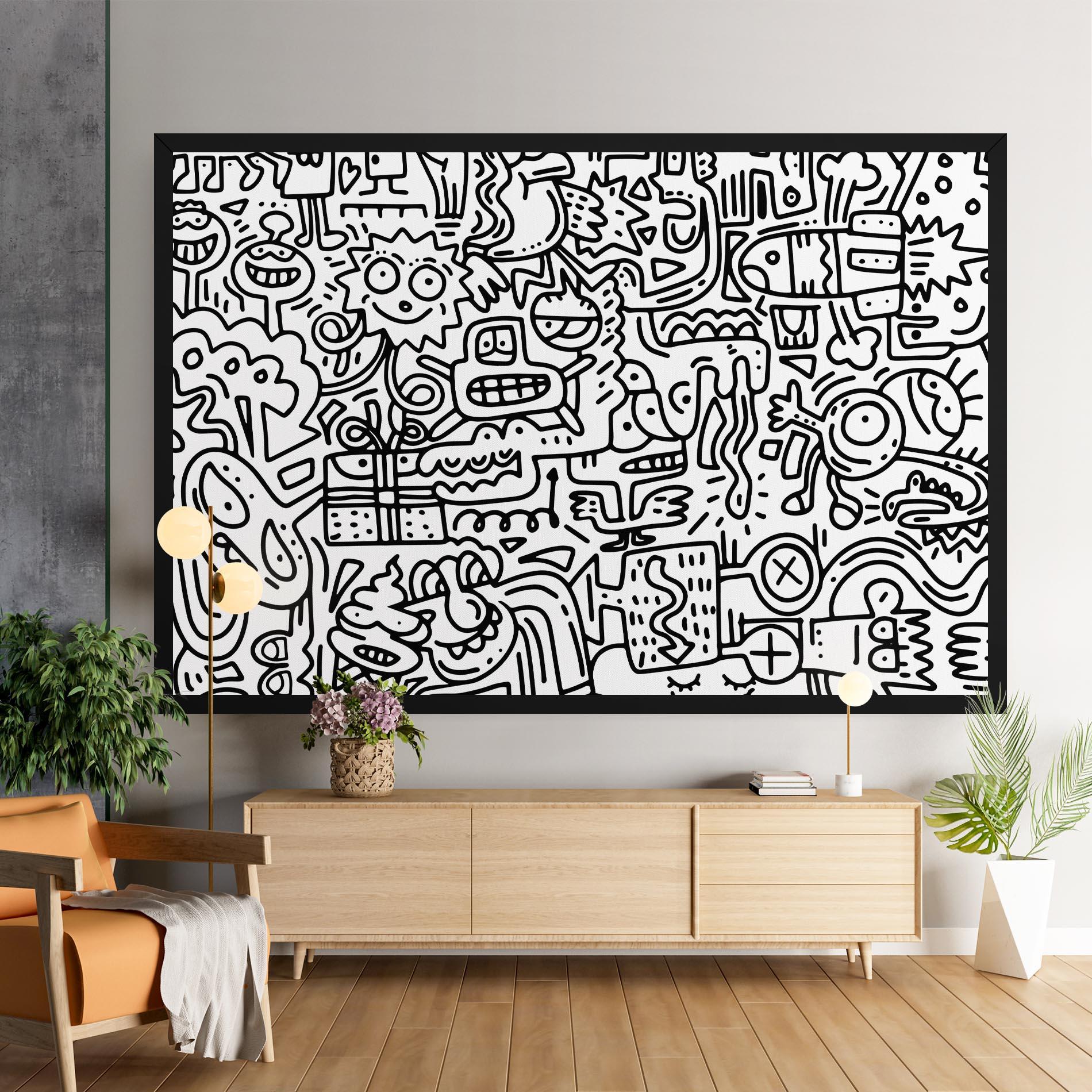 Tablou Canvas Doodle Black Line mockup 9