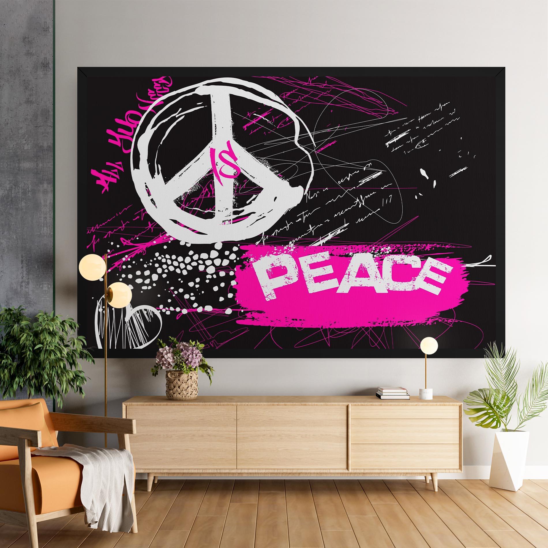 Tablou Canvas Graffiti Pink Peace mockup 9