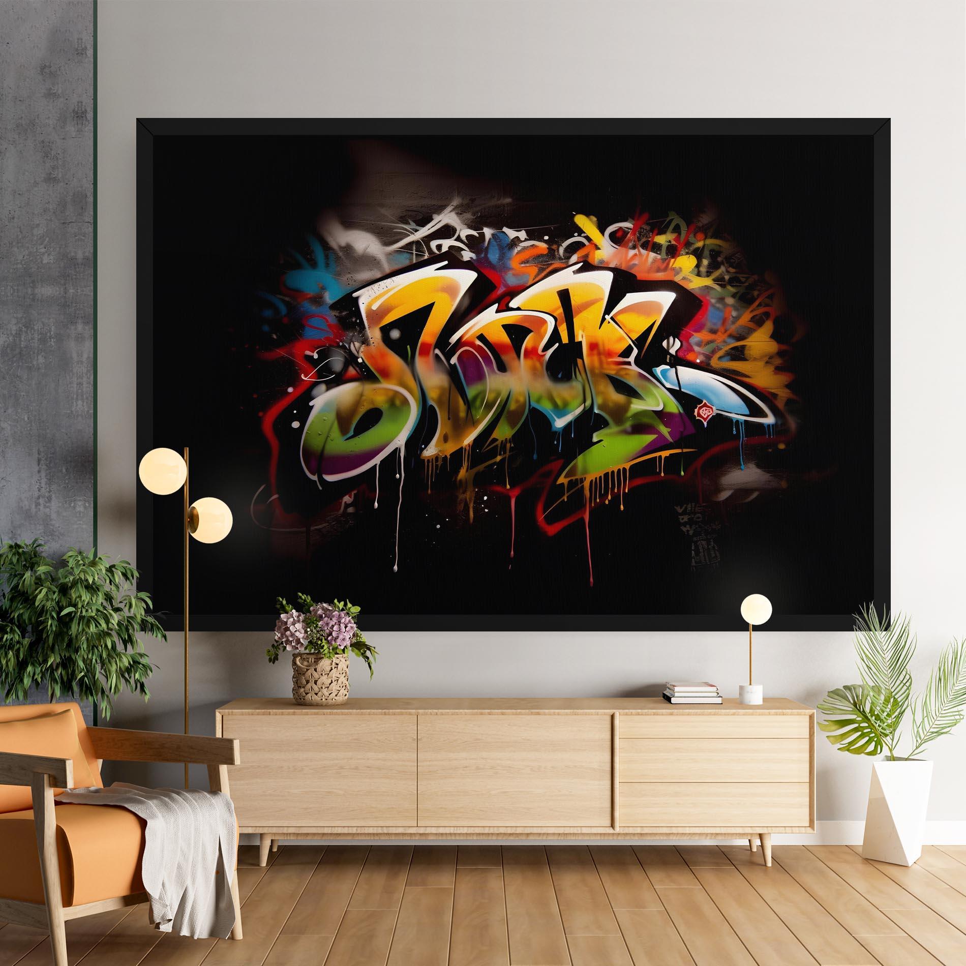 Tablou Canvas Graffiti Style Wall mockup 9