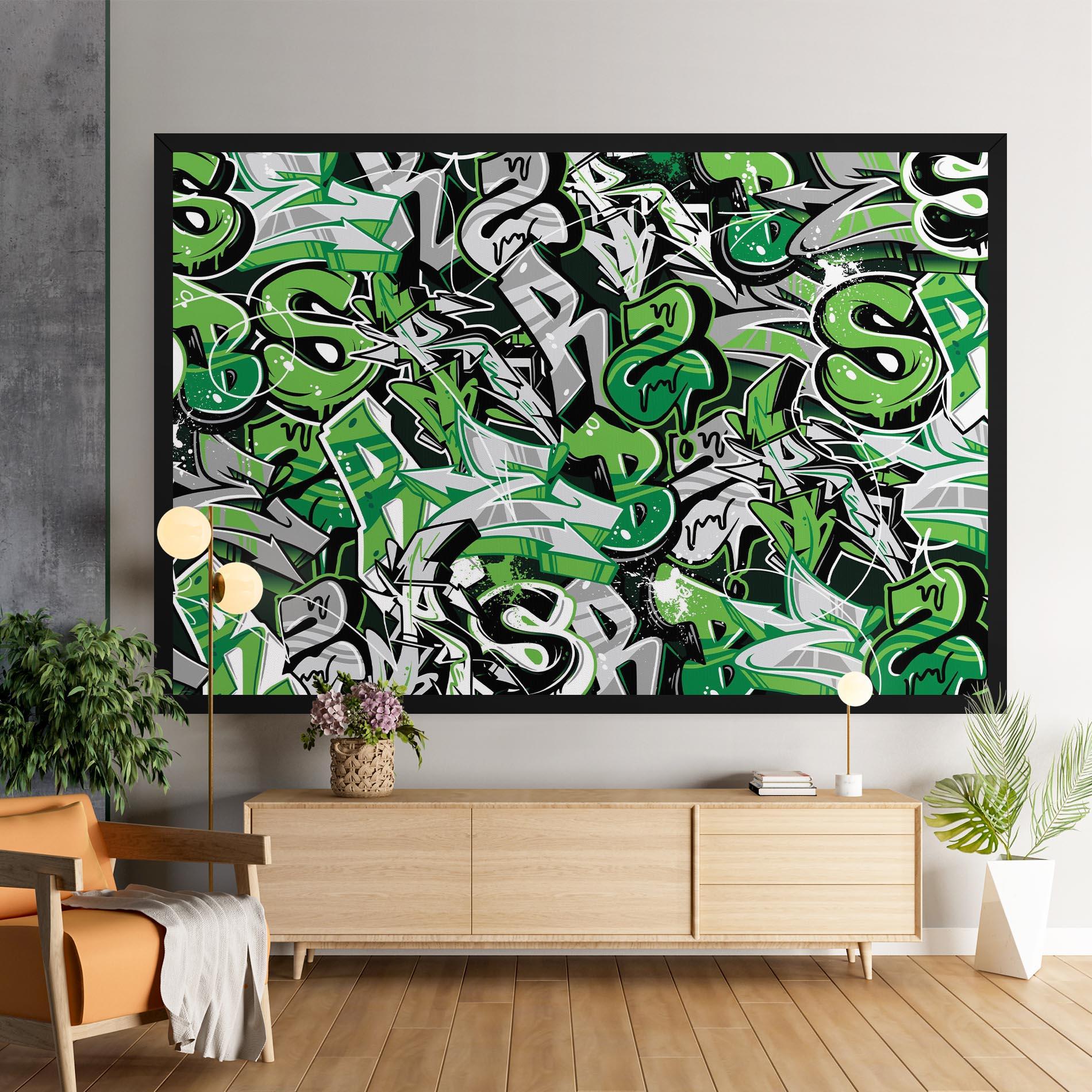 Tablou Canvas Green Graffiti Letters mockup 9