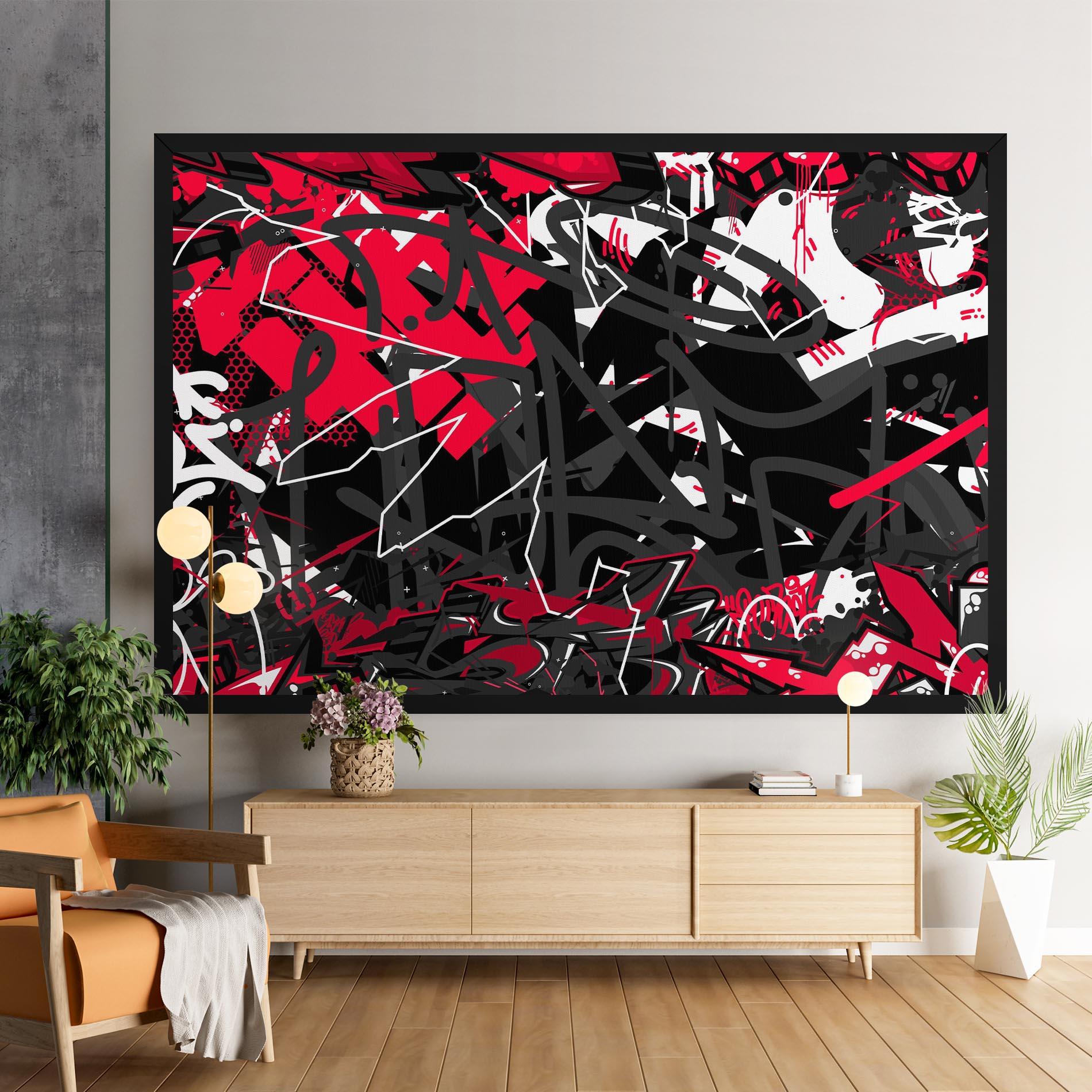 Tablou Canvas Grey Red Graffiti mockup 9