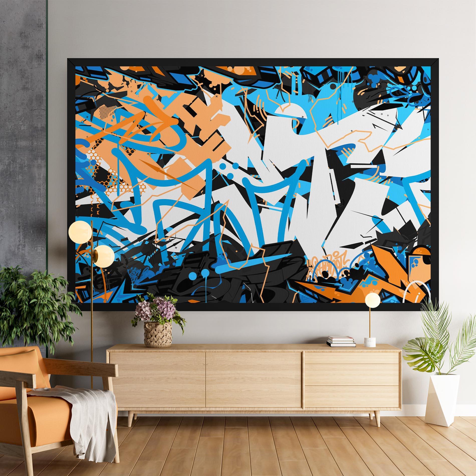 Tablou Canvas White Orange Graffiti mockup 9