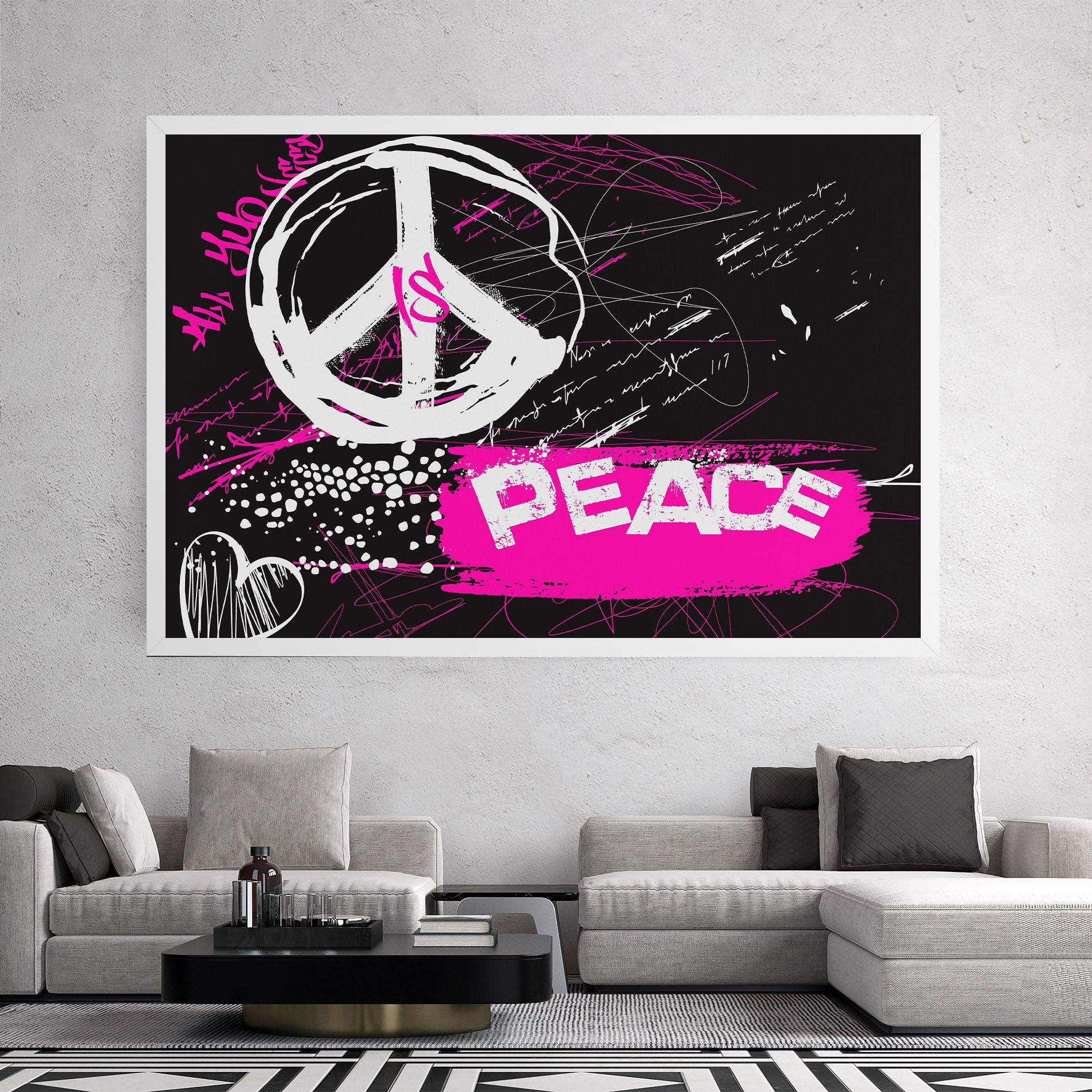 Tablou Canvas Graffiti Pink Peace mockup 2