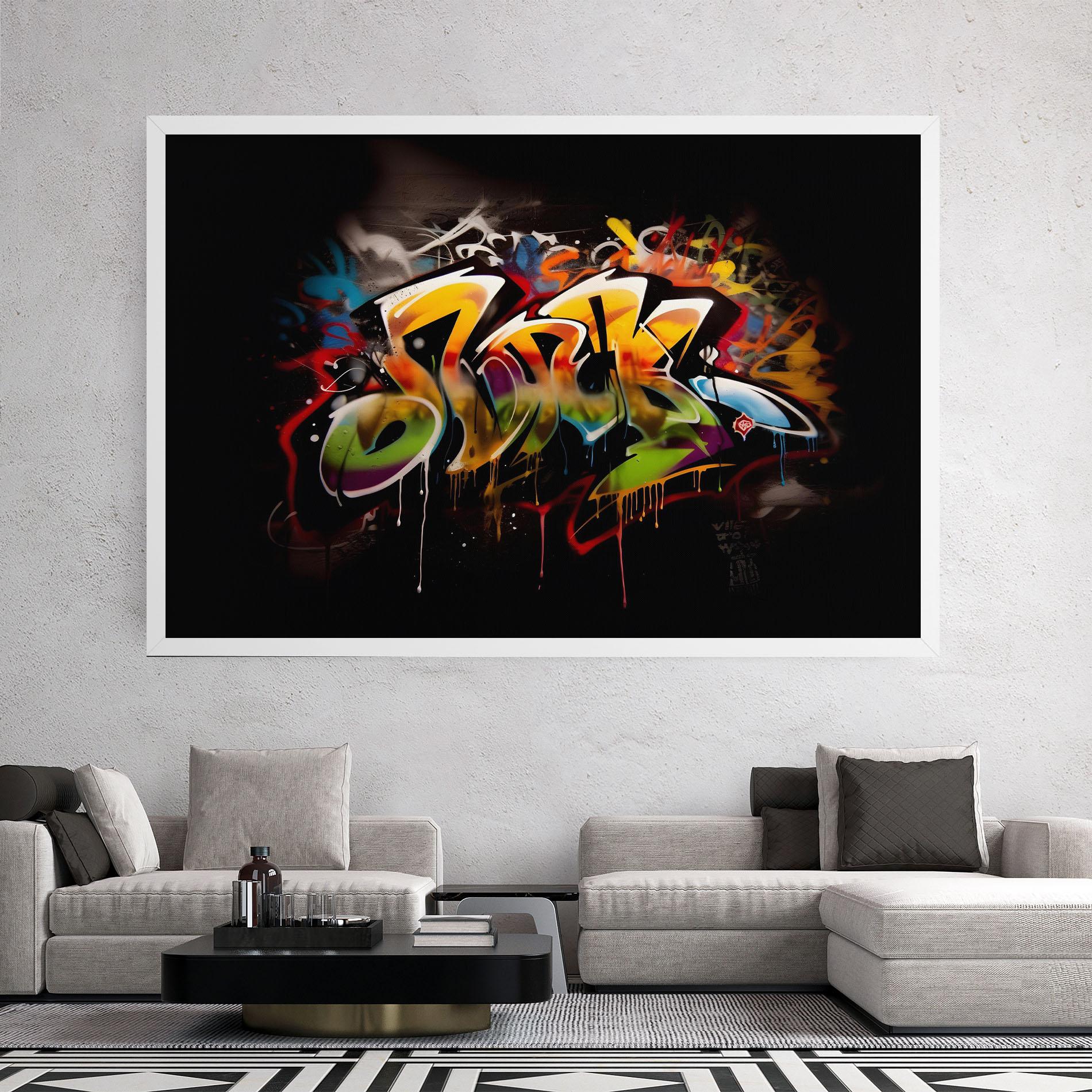 Tablou Canvas Graffiti Style Wall mockup 2