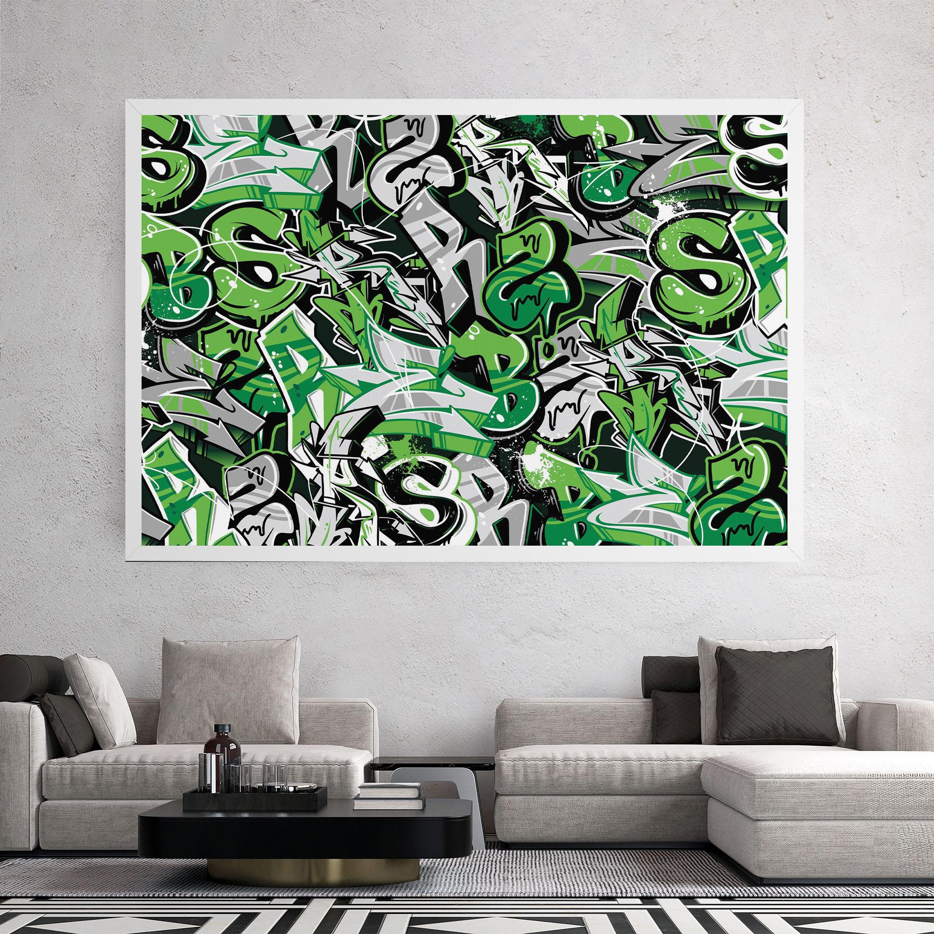 Tablou Canvas Green Graffiti Letters mockup 2