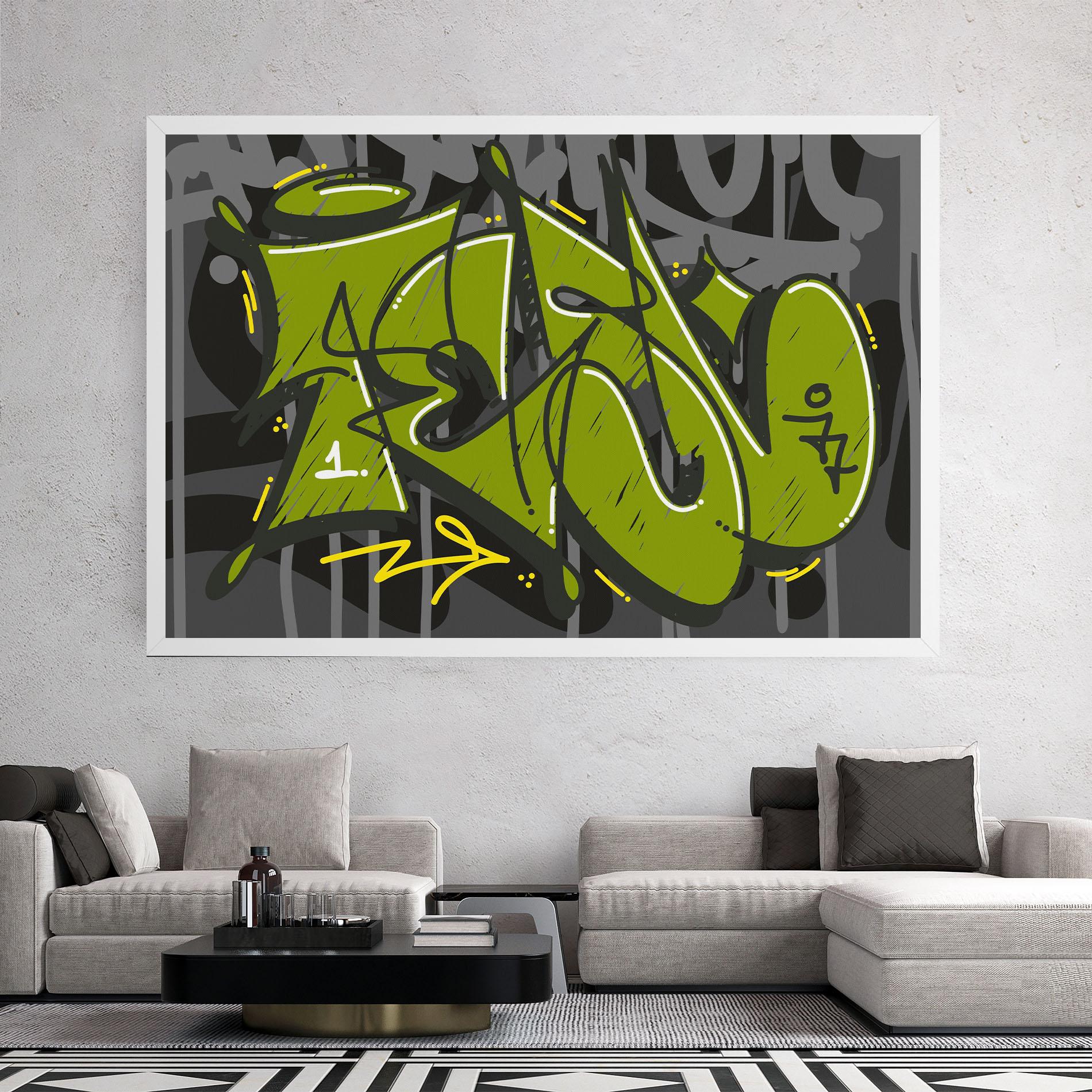 Tablou Canvas Green Grey Graffti mockup 2