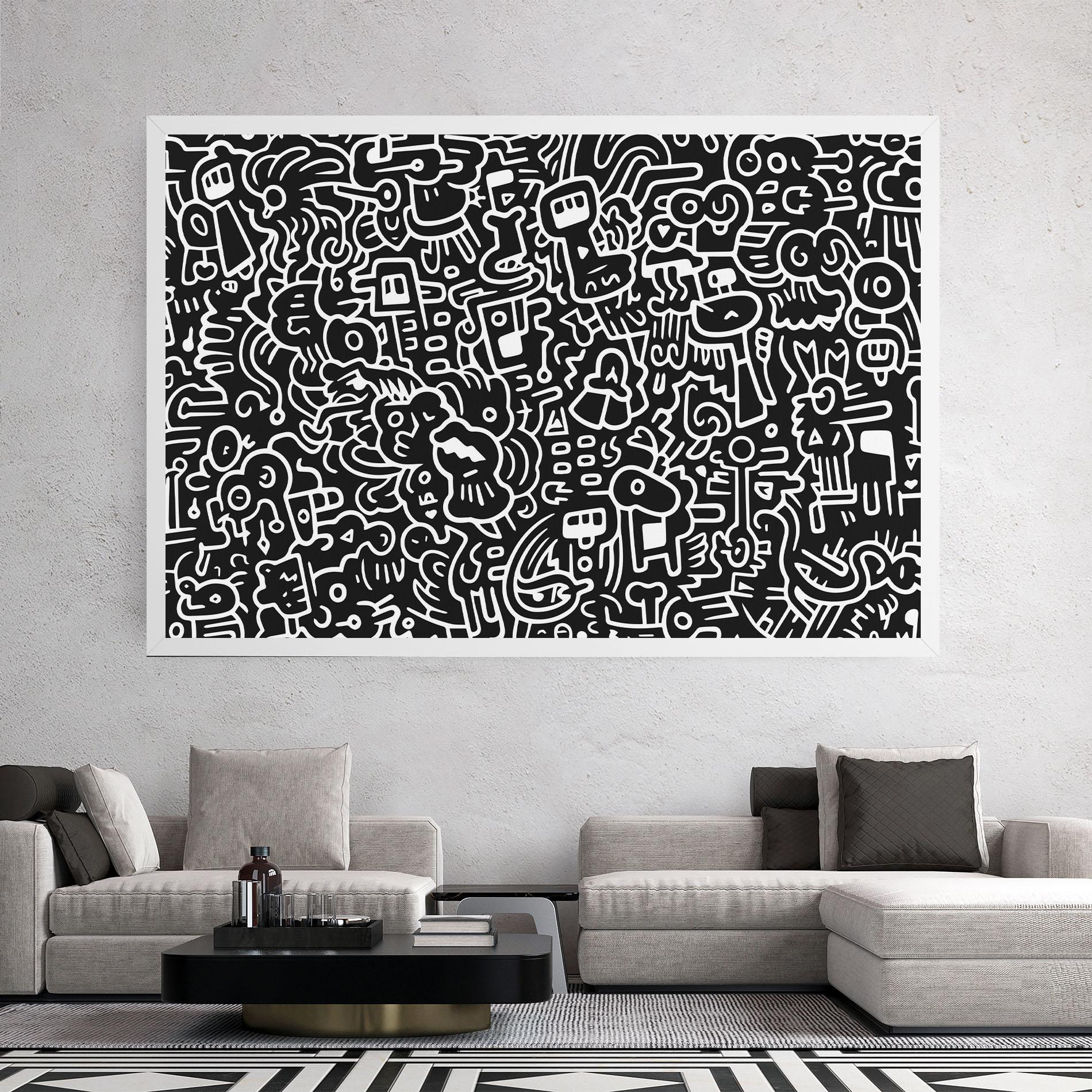 Tablou Canvas White Line Doodle mockup 2