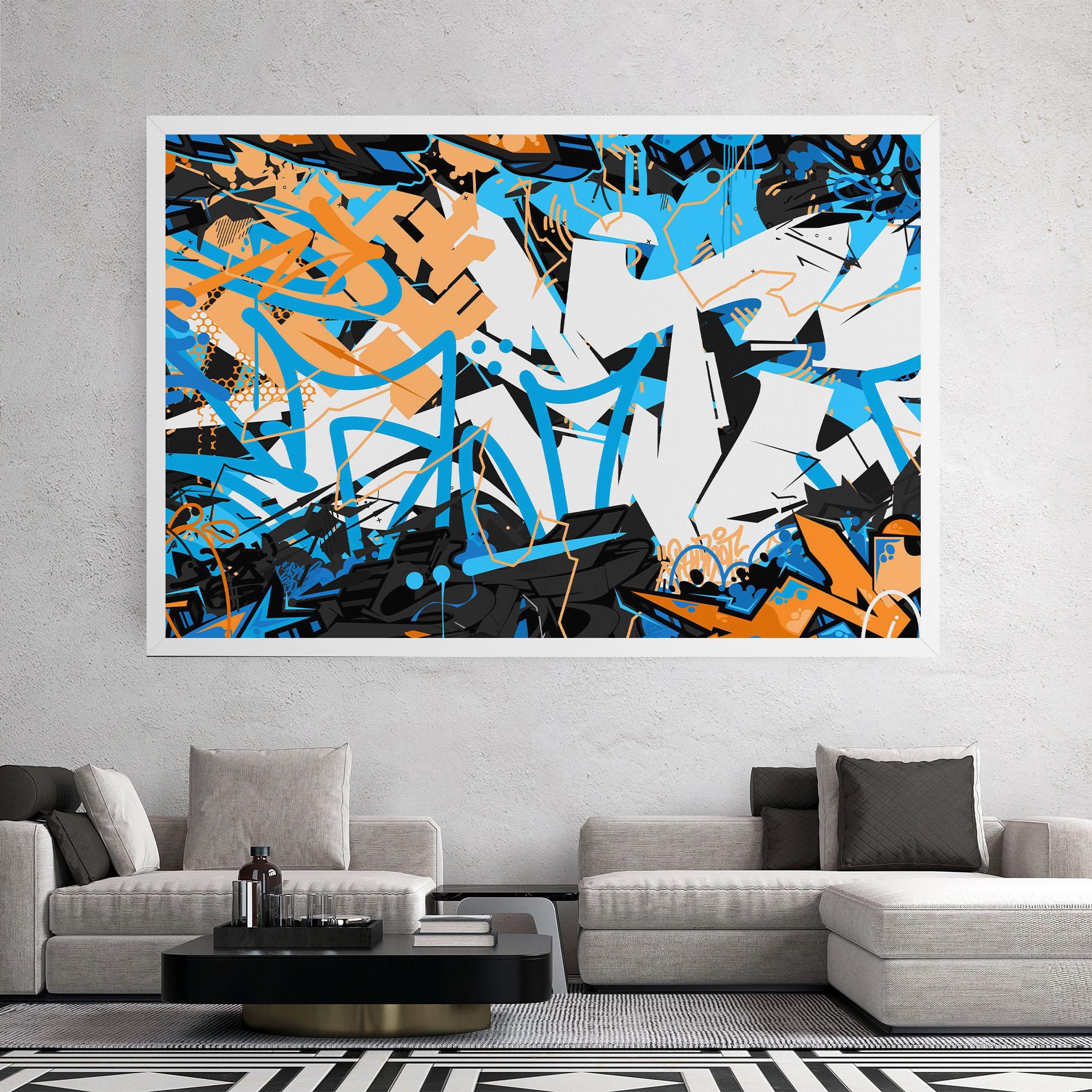 Tablou Canvas White Orange Graffiti mockup 2