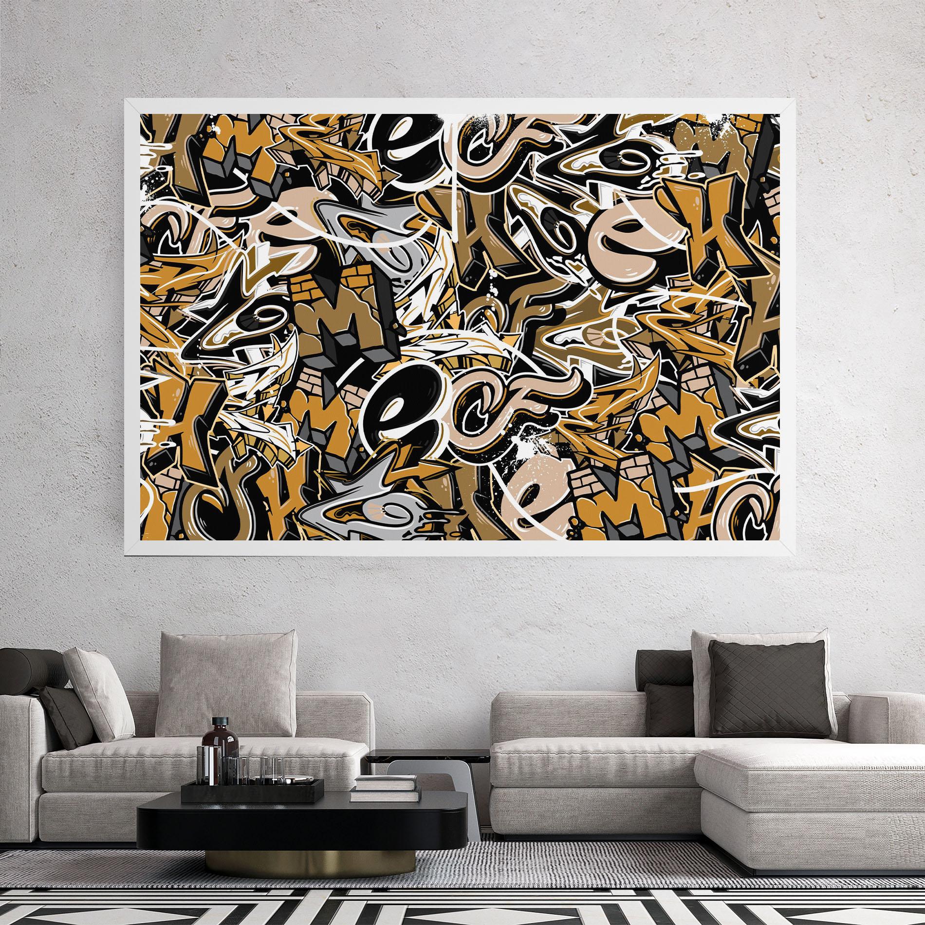 Tablou Canvas Yellow White Graffiti mockup 2