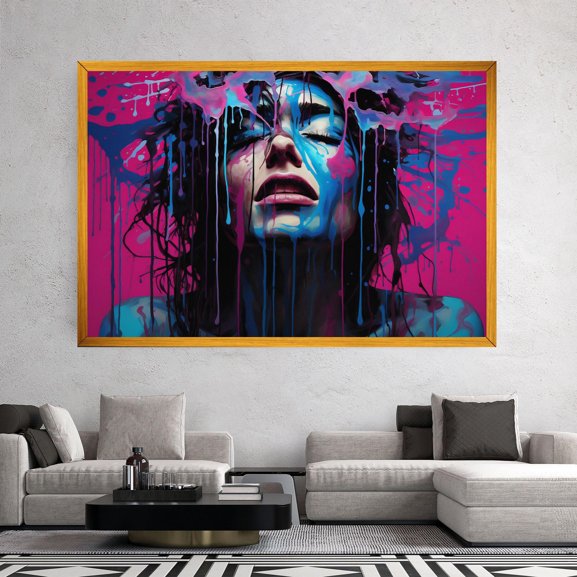 Tablou Canvas Blue Pink Woman mockup 2