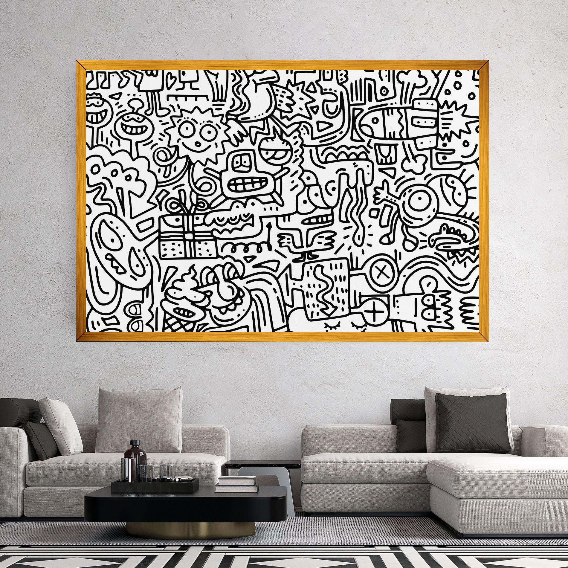 Tablou Canvas Doodle Black Line mockup 2