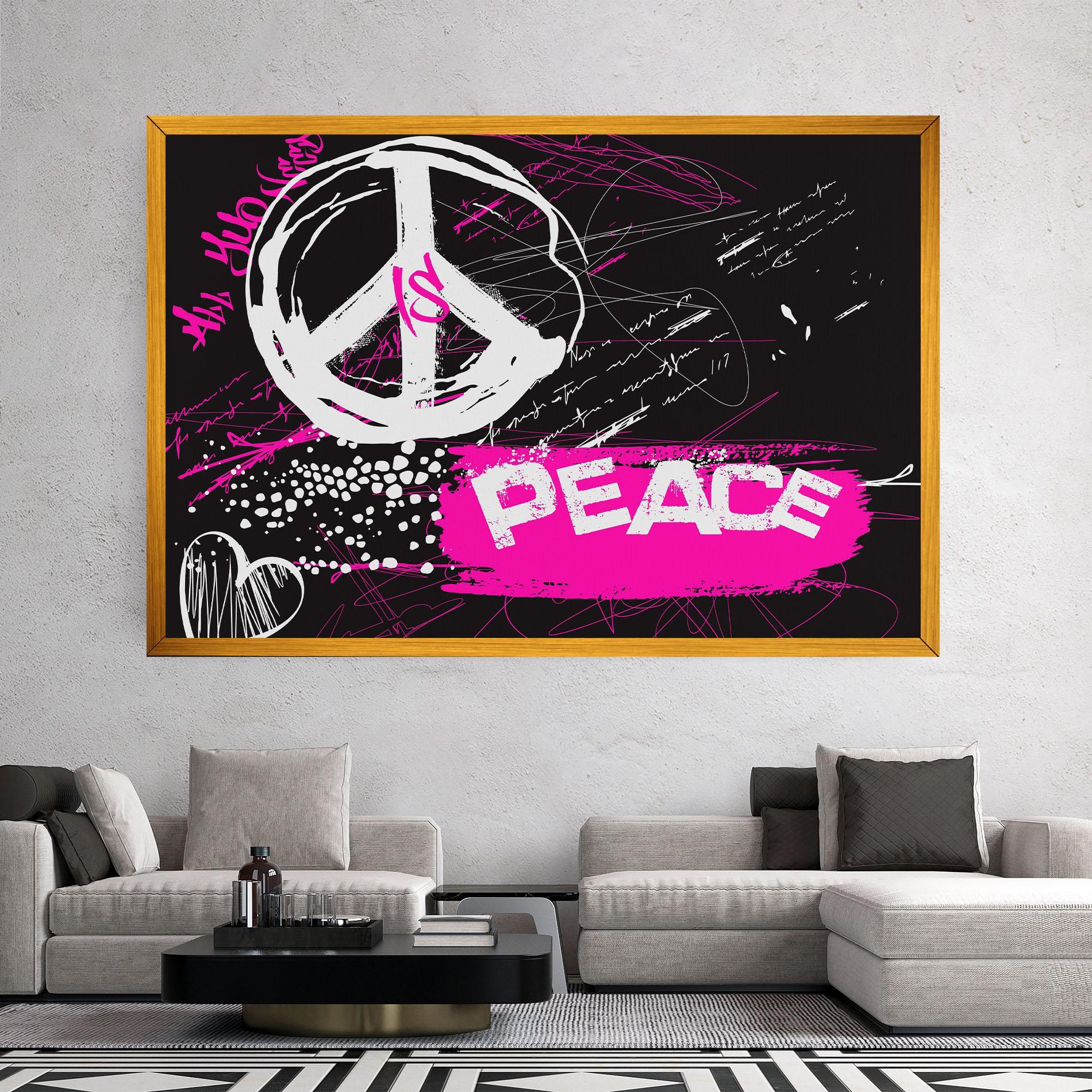 Tablou Canvas Graffiti Pink Peace mockup 2