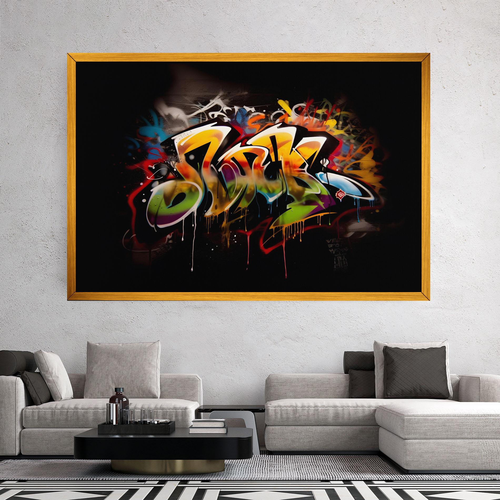 Tablou Canvas Graffiti Style Wall mockup 2