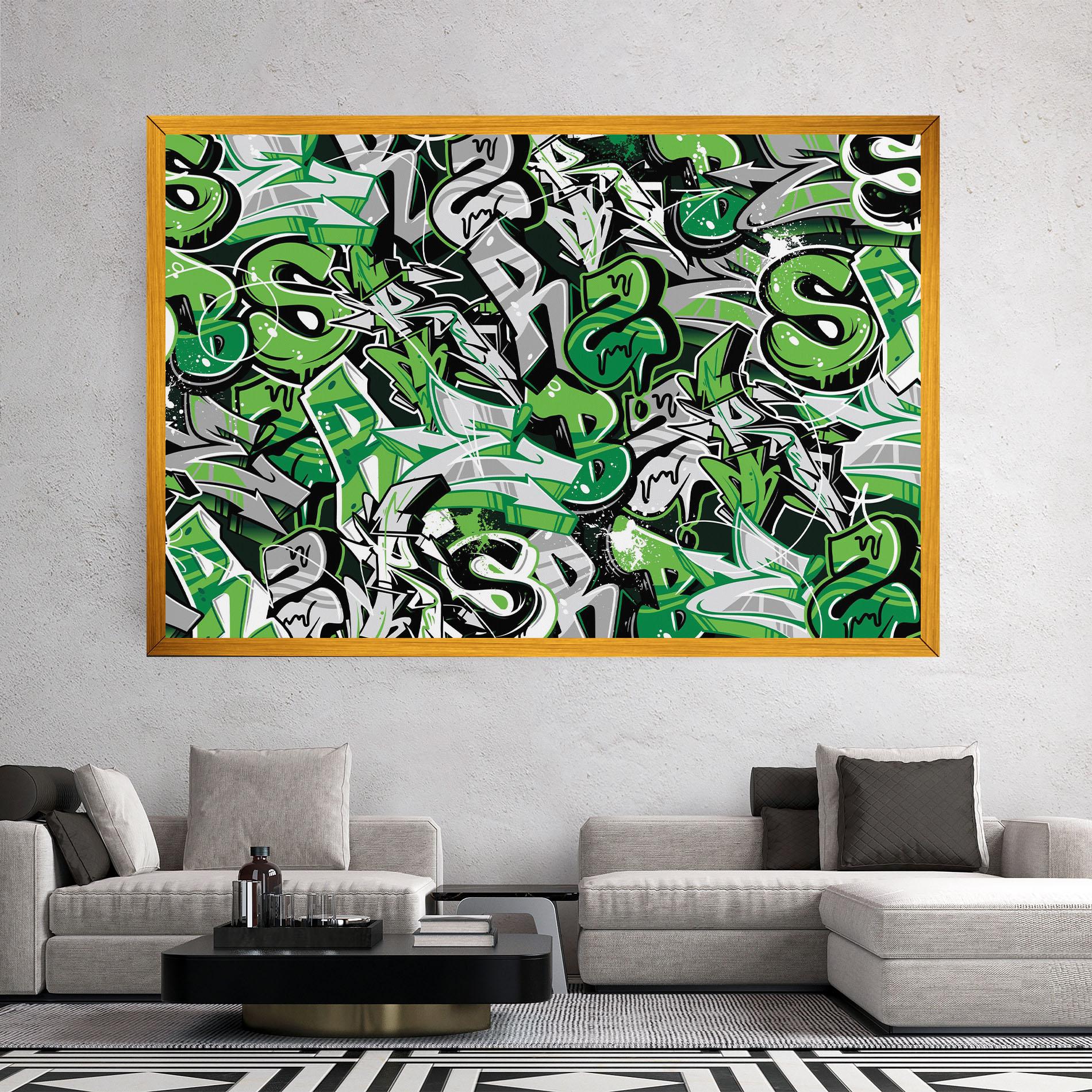 Tablou Canvas Green Graffiti Letters mockup 2