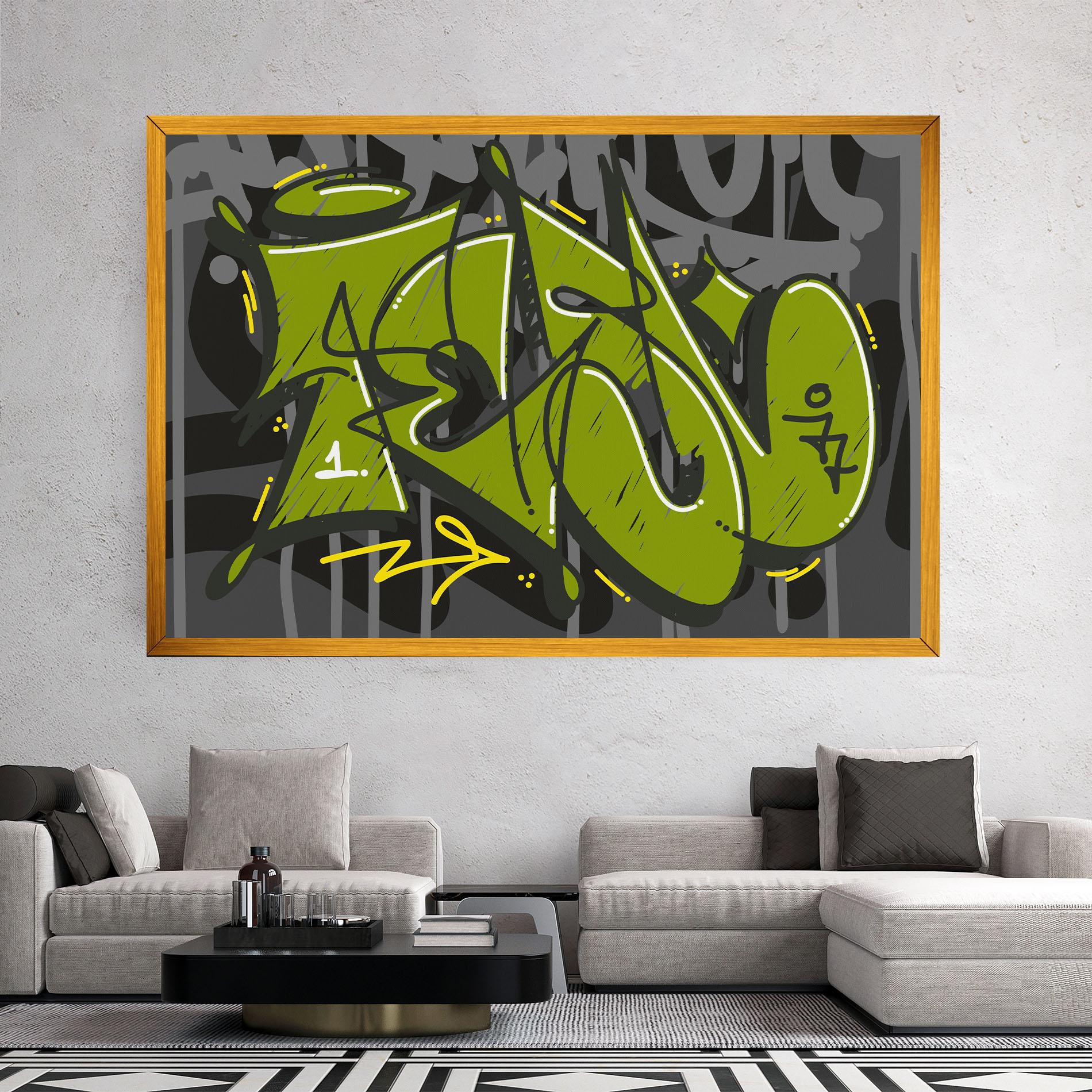 Tablou Canvas Green Grey Graffti mockup 2