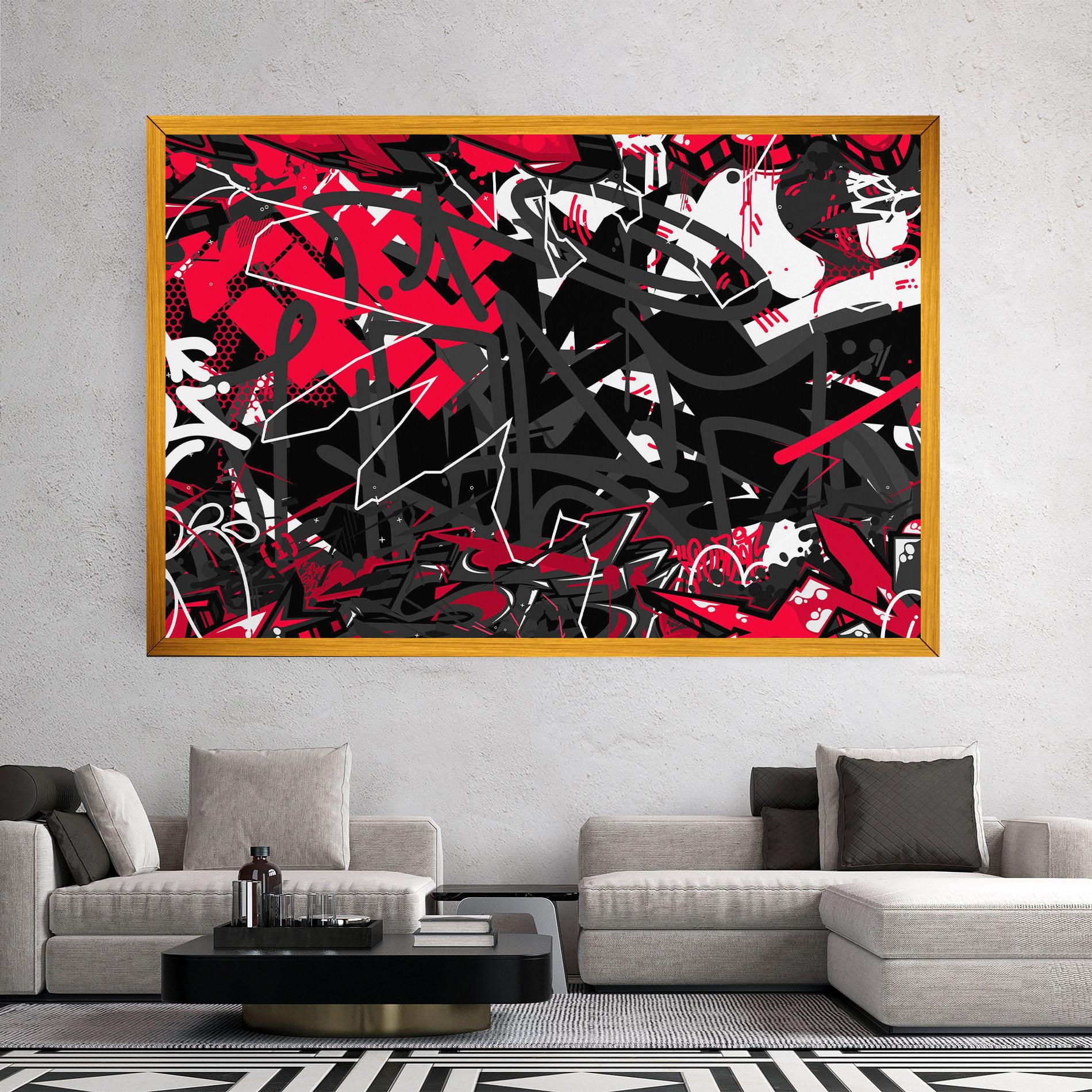 Tablou Canvas Grey Red Graffiti mockup 2