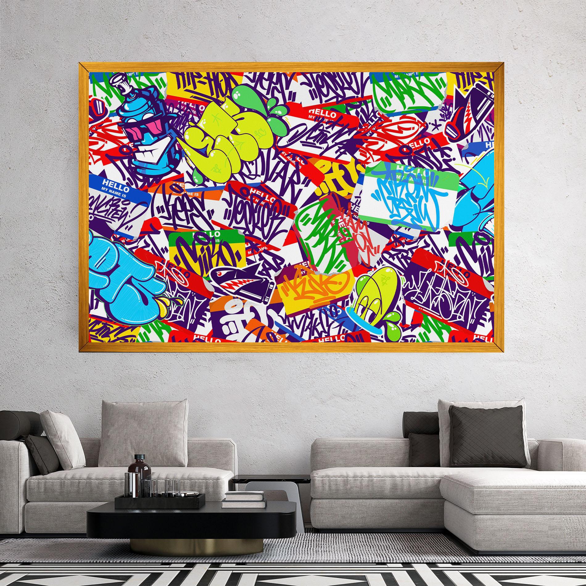 Tablou Canvas Hello Graffiti Name mockup 2