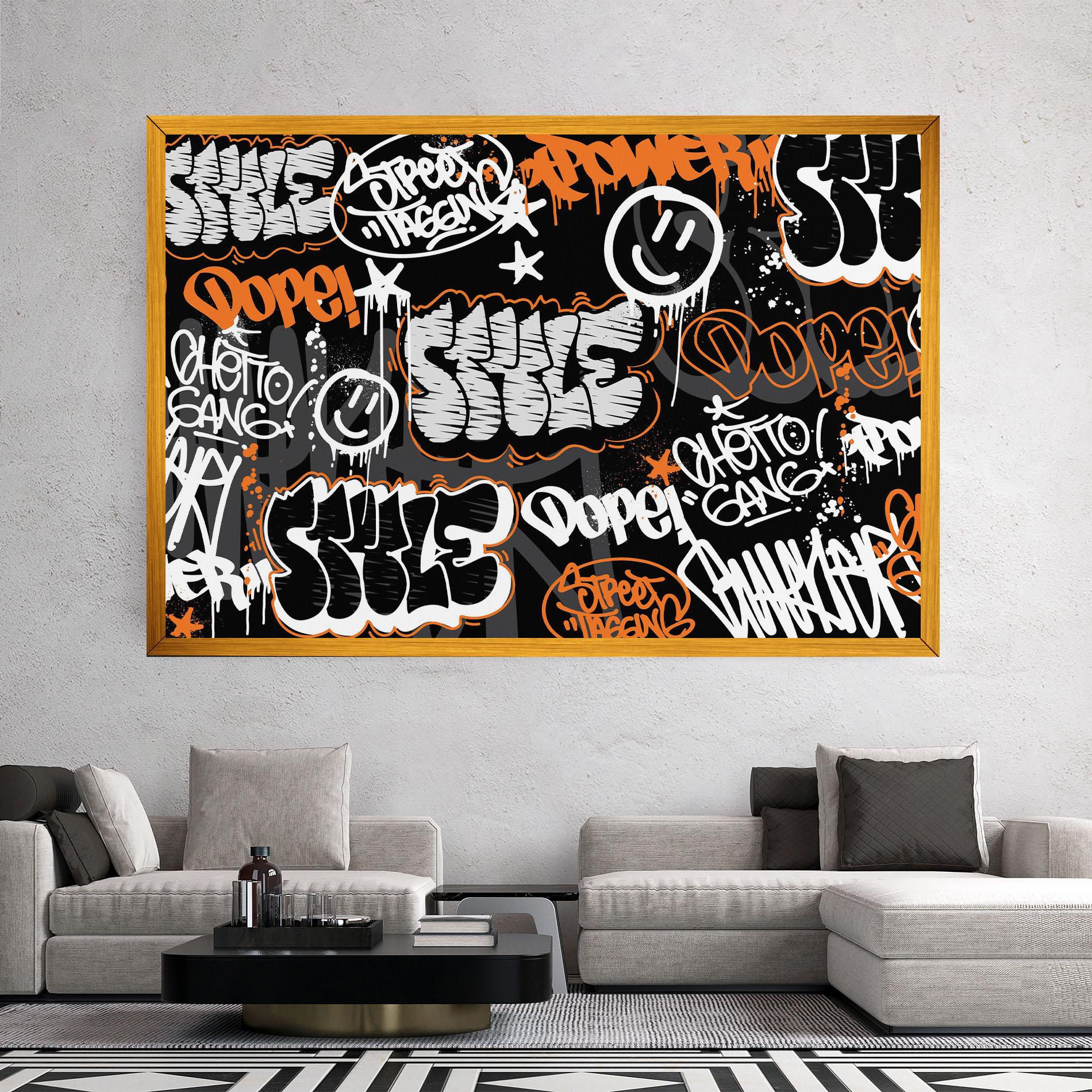 Tablou Canvas Orange Black Graffiti mockup 2
