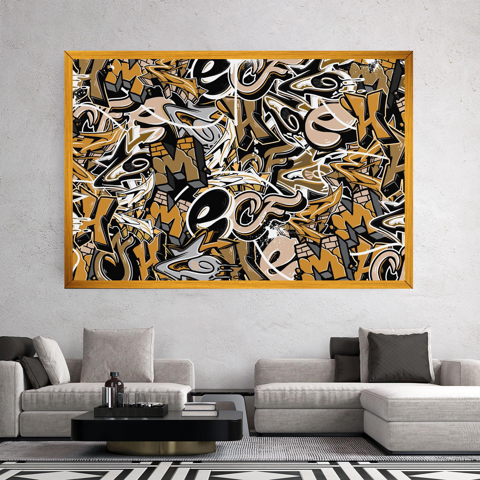 Tablou Canvas Yellow White Graffiti mockup 2