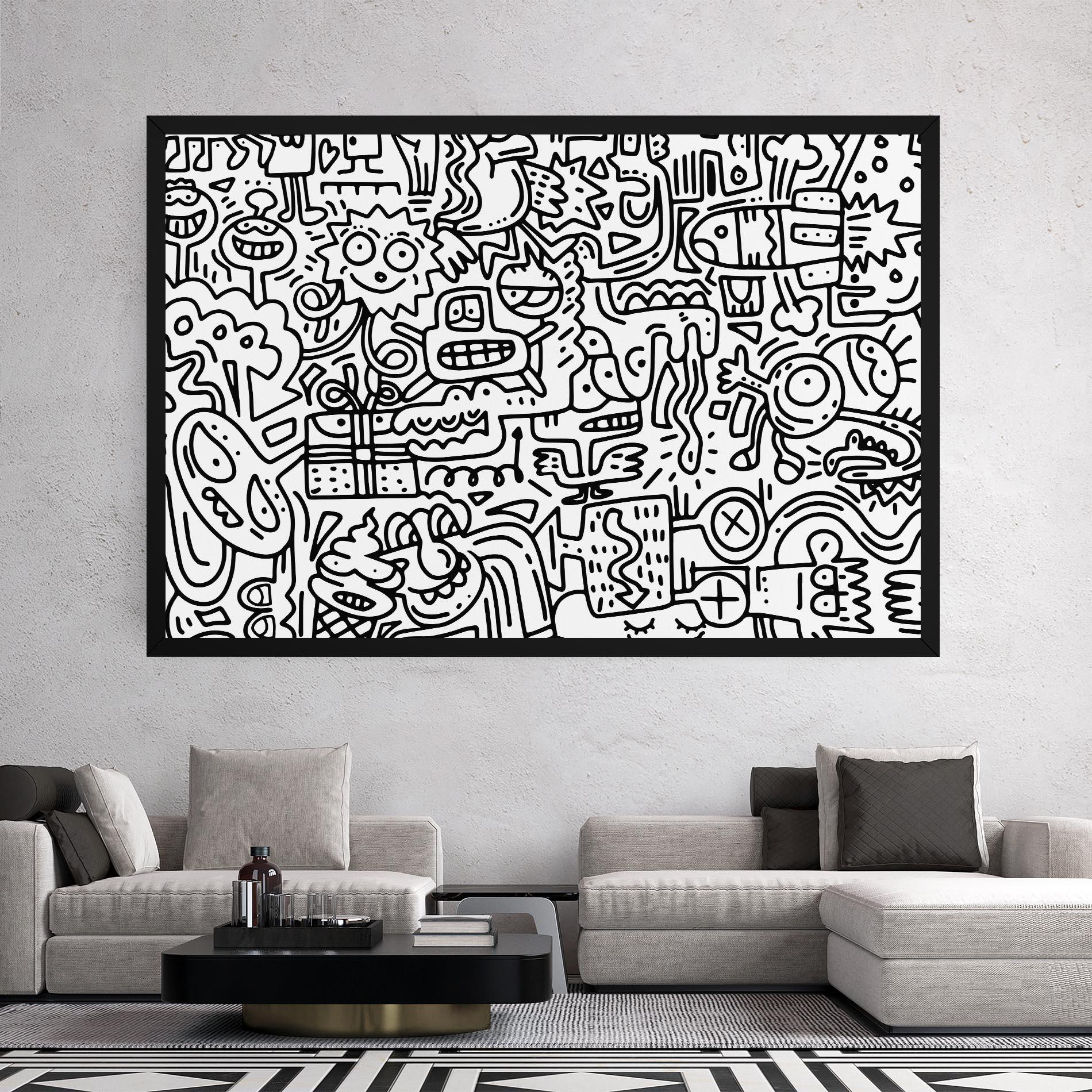 Tablou Canvas Doodle Black Line mockup 2