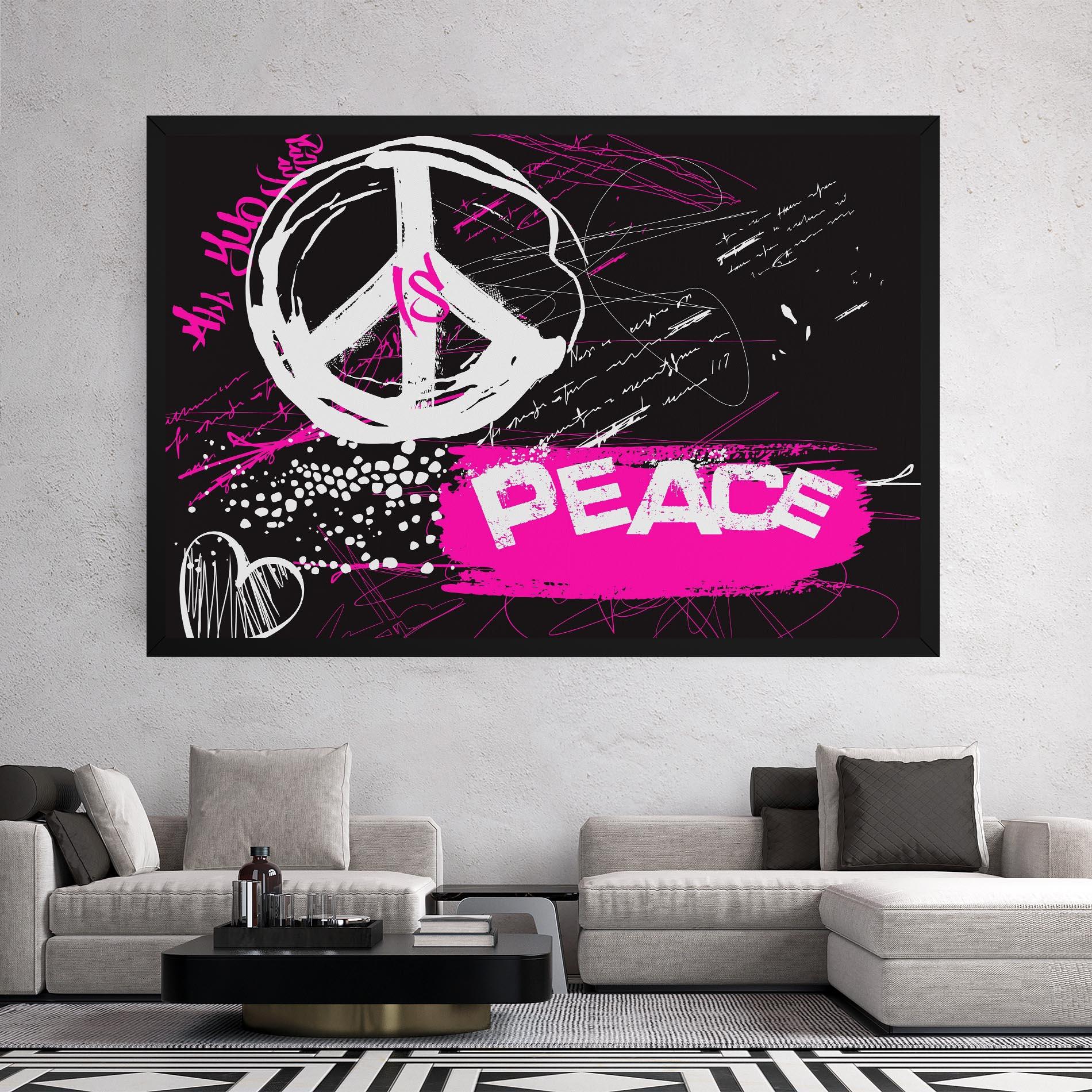 Tablou Canvas Graffiti Pink Peace mockup 2
