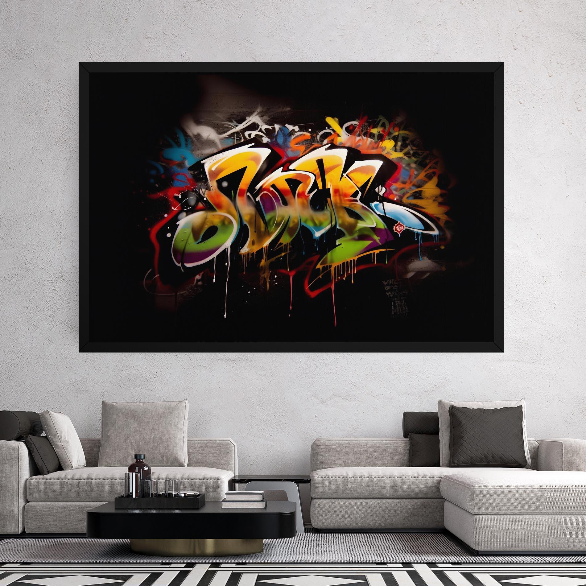 Tablou Canvas Graffiti Style Wall mockup 2