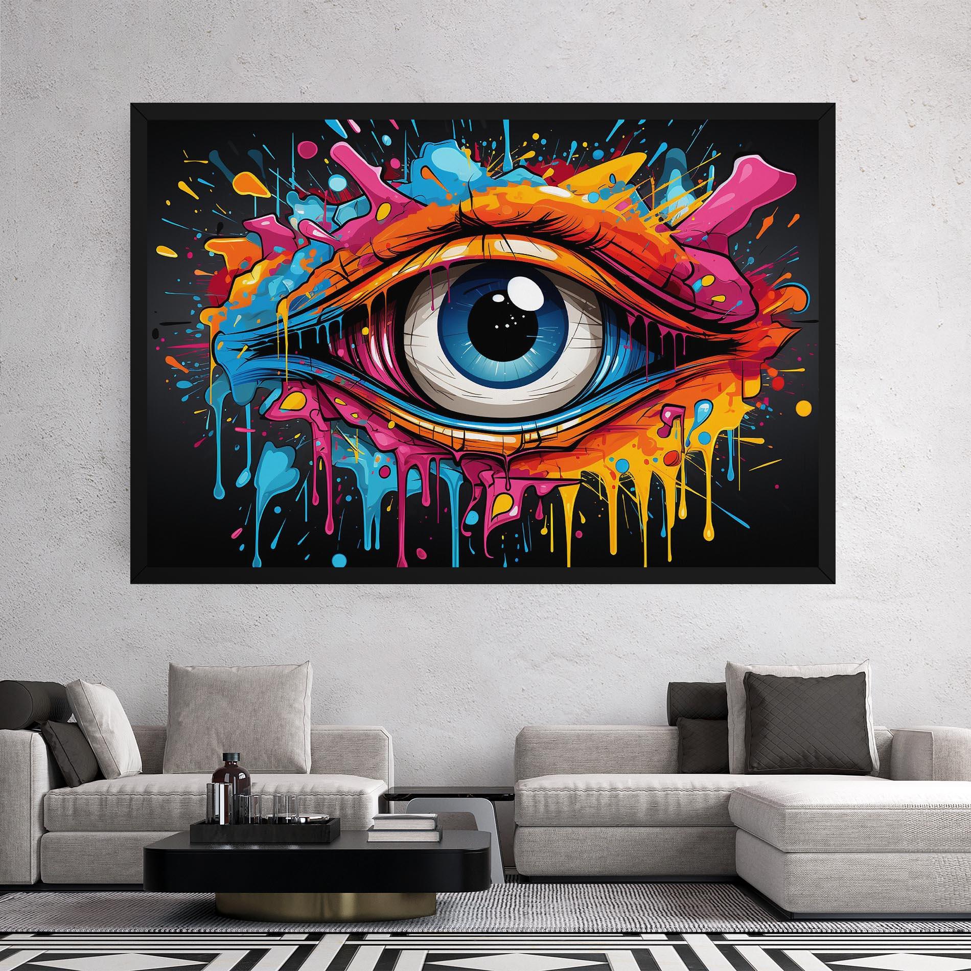 Tablou Canvas Graffitistyle Eye mockup 2