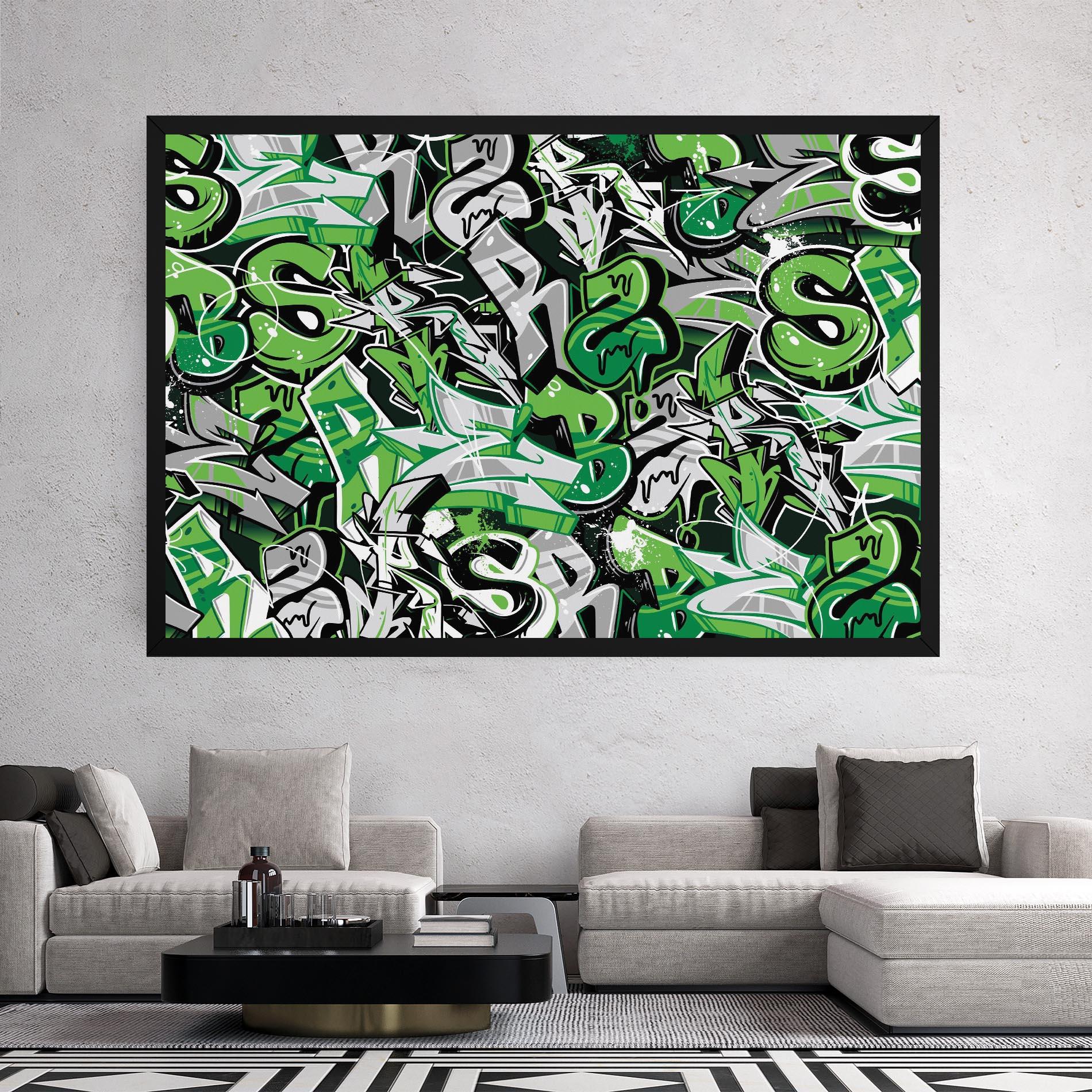 Tablou Canvas Green Graffiti Letters mockup 2
