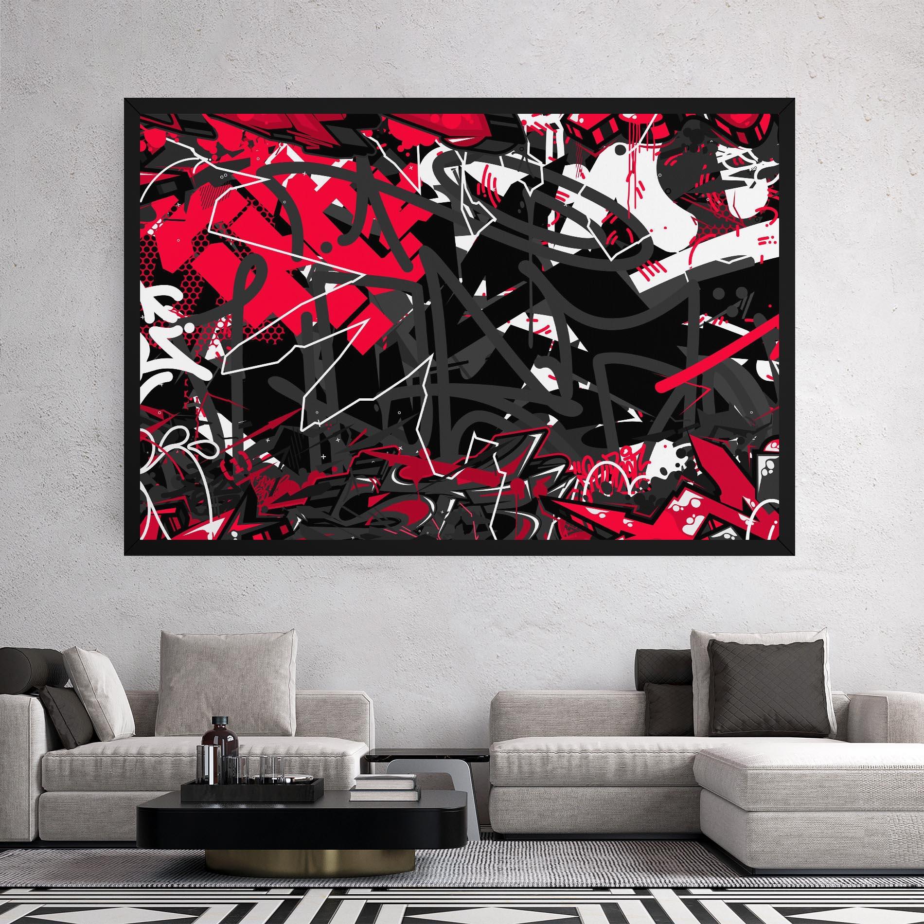 Tablou Canvas Grey Red Graffiti mockup 2