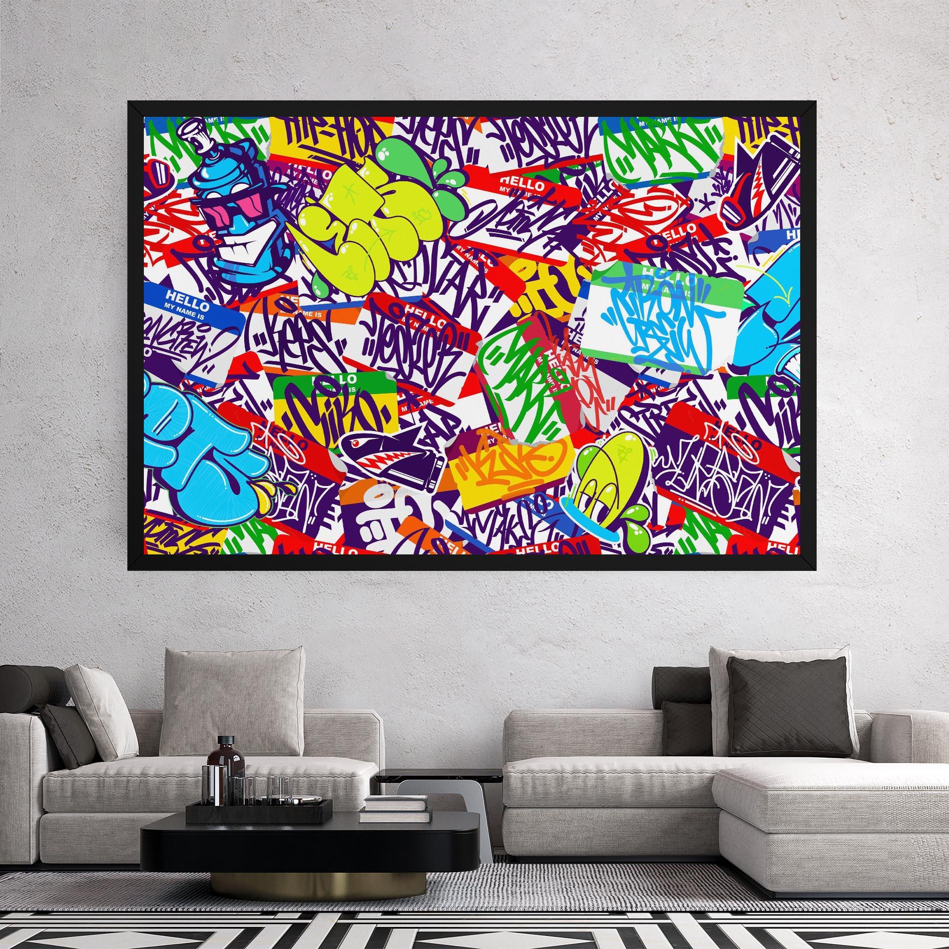Tablou Canvas Hello Graffiti Name mockup 2