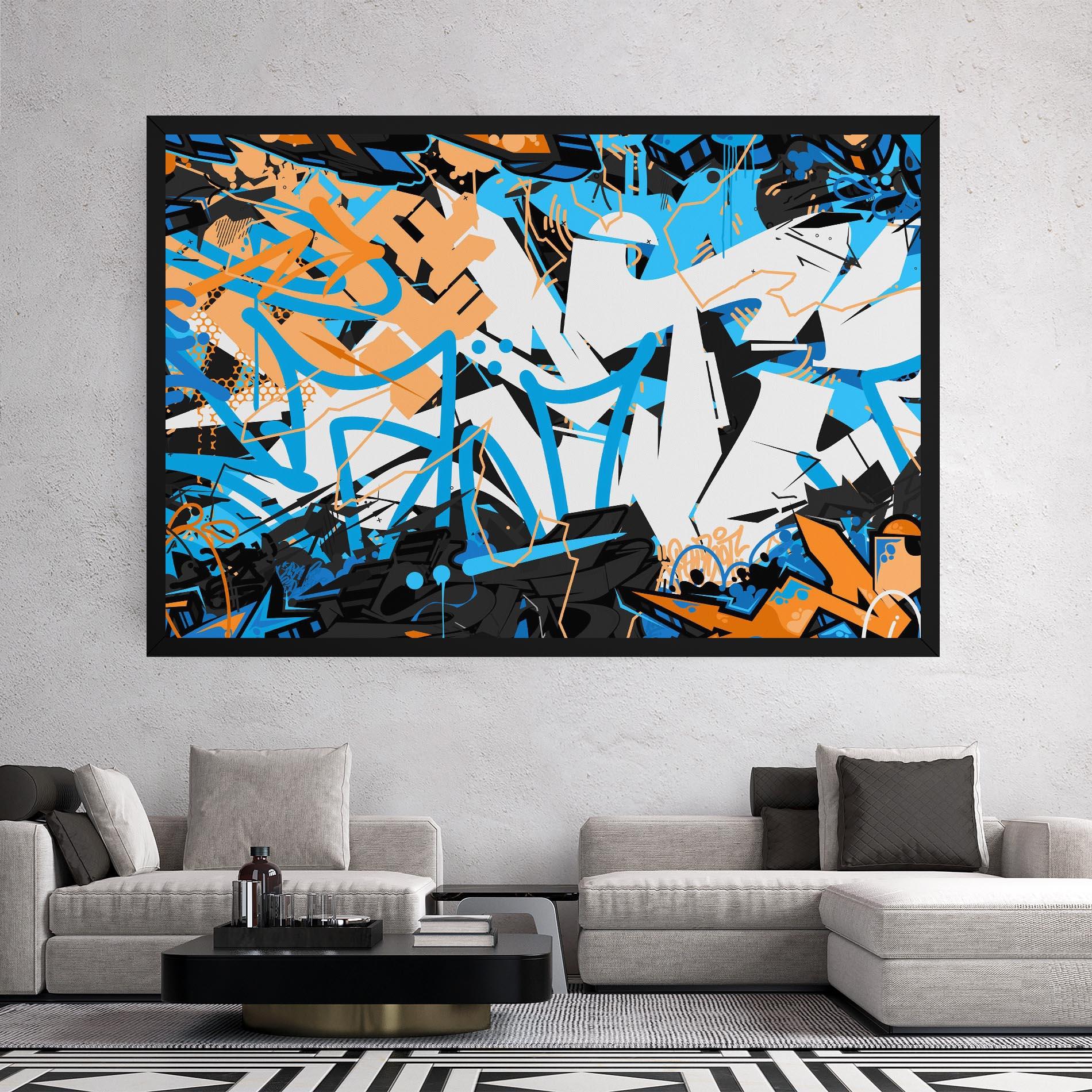 Tablou Canvas White Orange Graffiti mockup 2